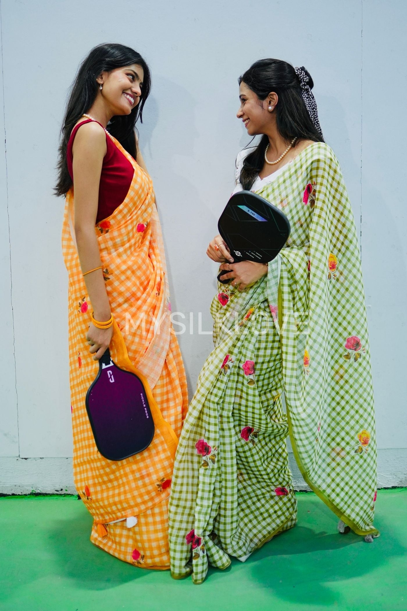 Buy MySilkLove Jonquil Yellow Soft Linen Cotton Printed Saree Online