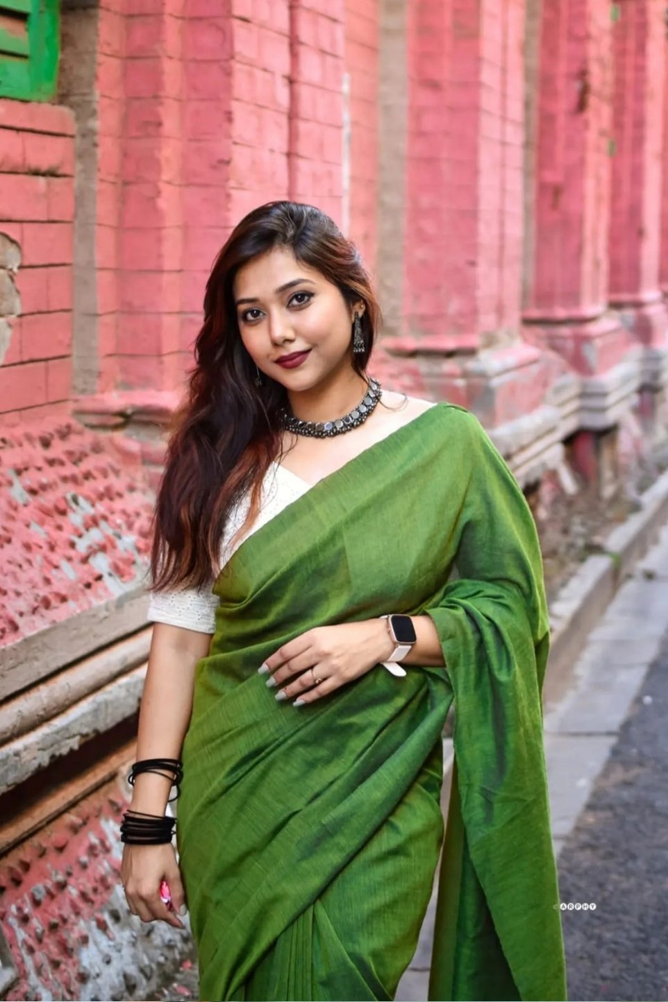 Buy MySilkLove Jungle Green Cotton Plain Saree Online