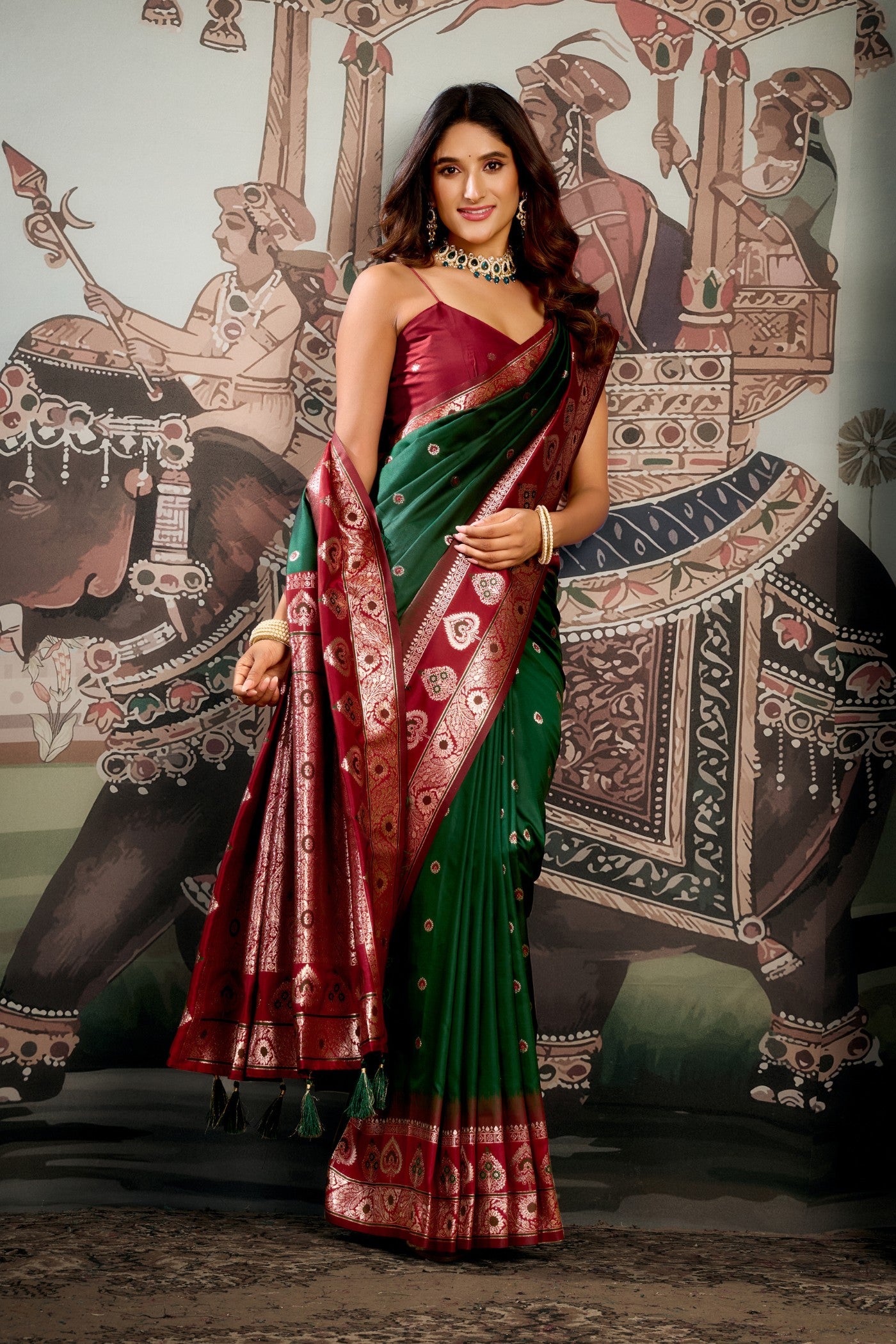 Buy MySilkLove Harlequin Green Banarasi Soft Silk Saree Online