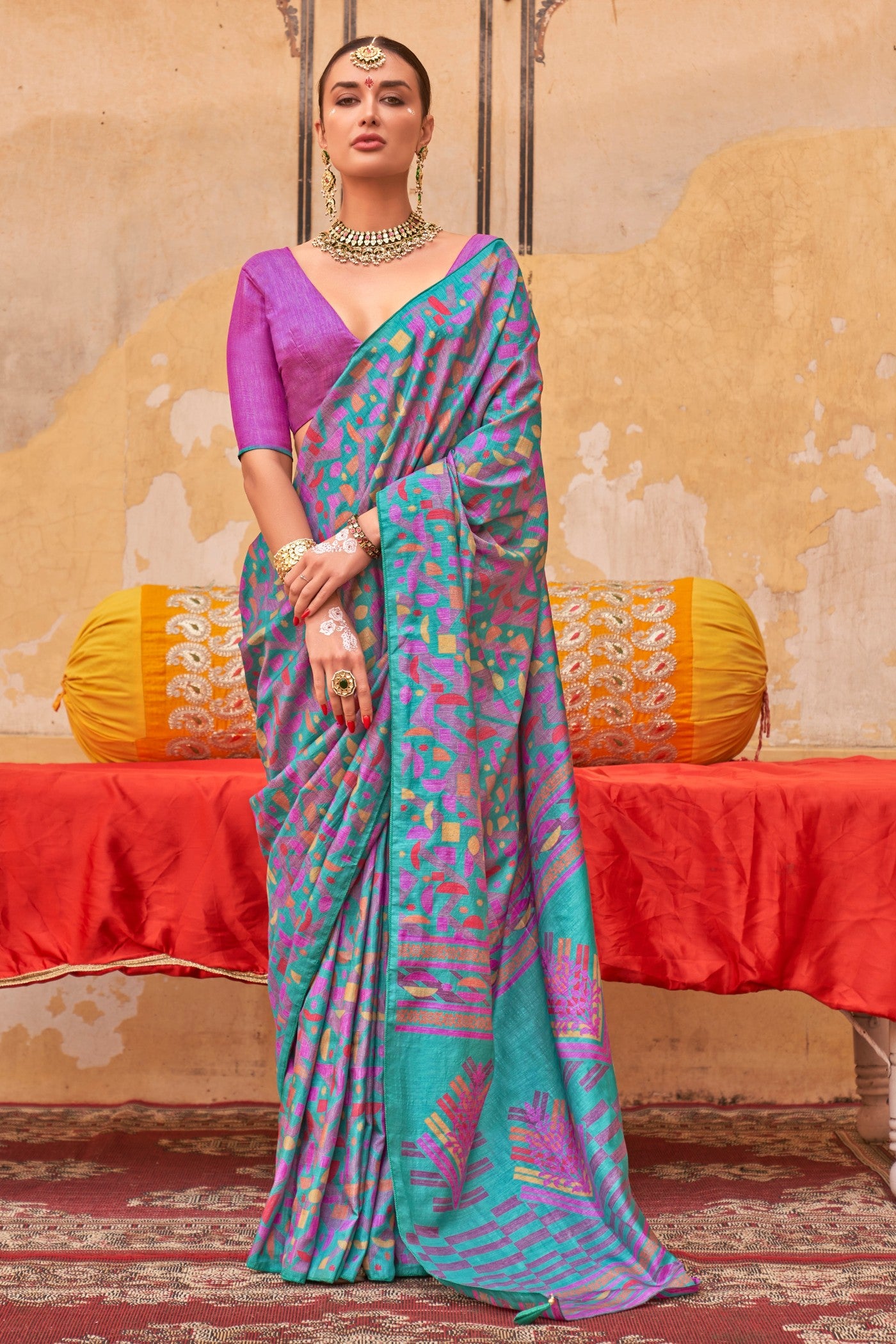 Buy MySilkLove Admiral Blue Banarasi Printed Saree Online
