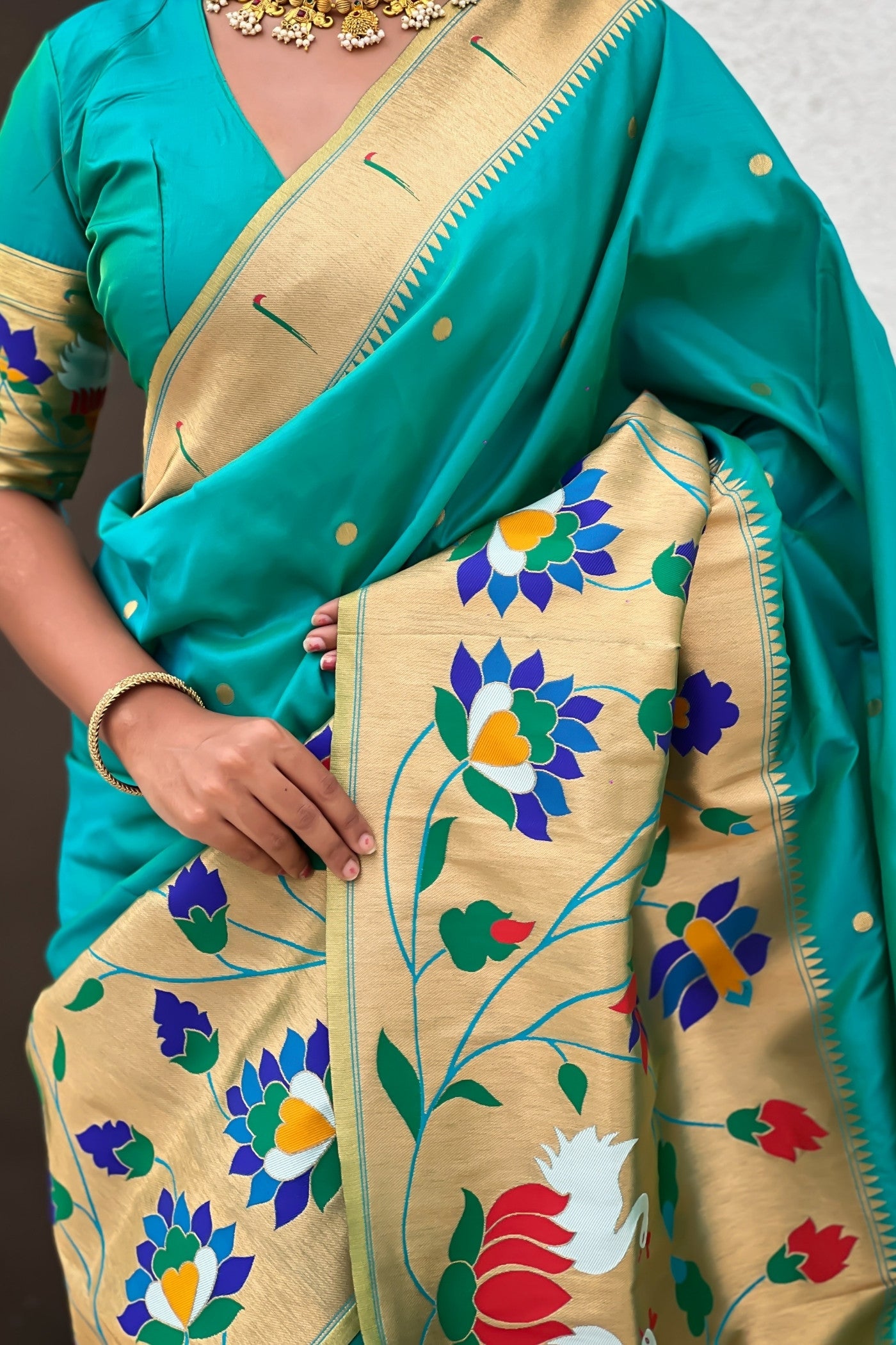 Buy MySilkLove Can Blue Woven Paithani Saree Online