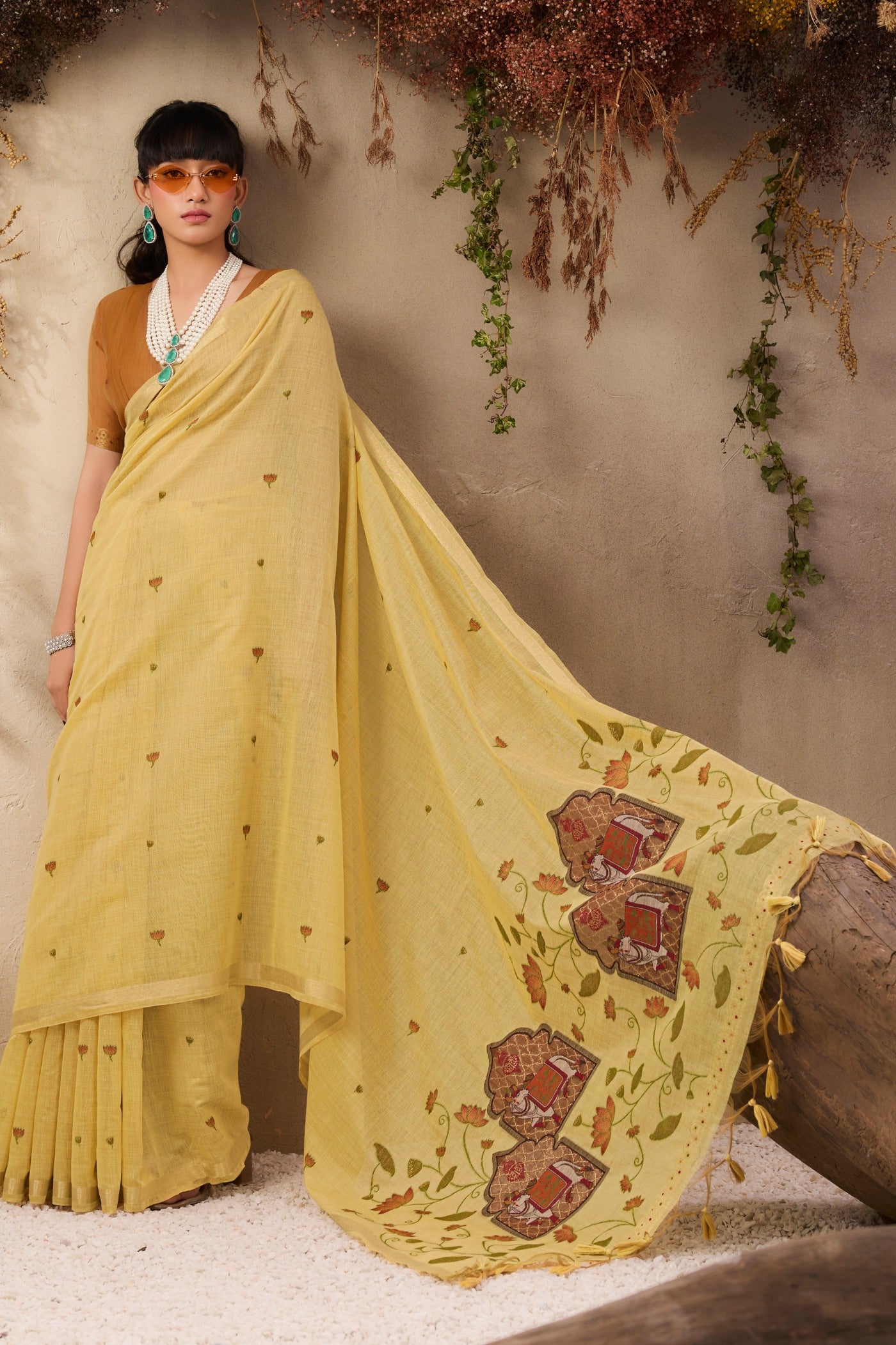 Buy MySilkLove Imperial Yellow Handloom Cotton Saree Online