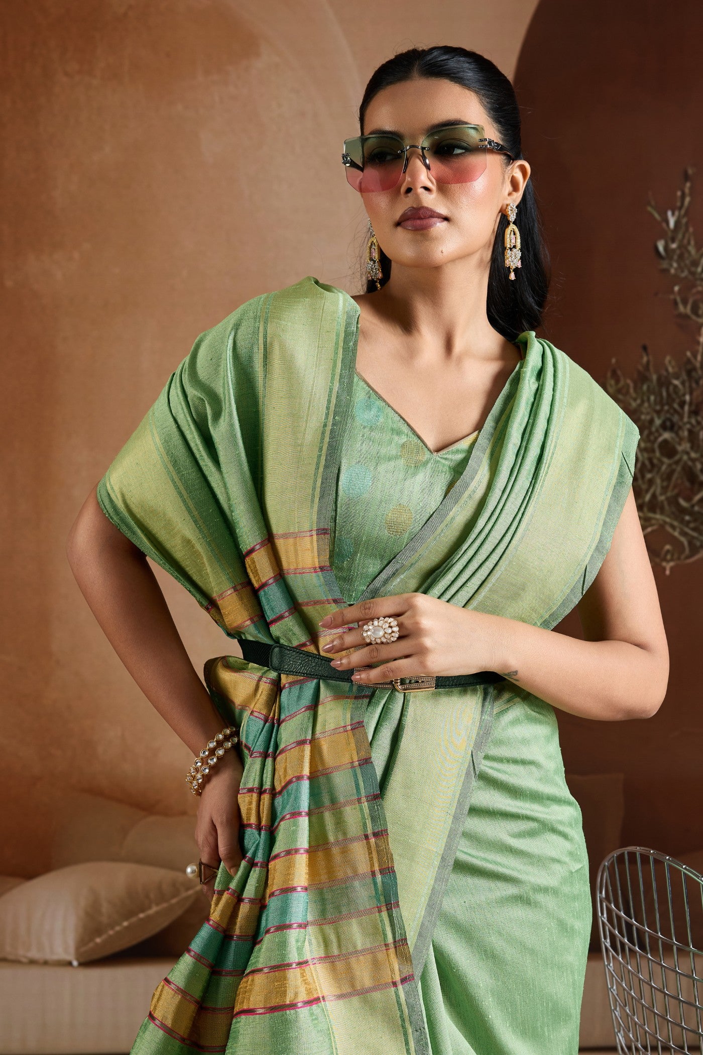 MySilkLove Pista Green Handloom Bhagalpuri Saree