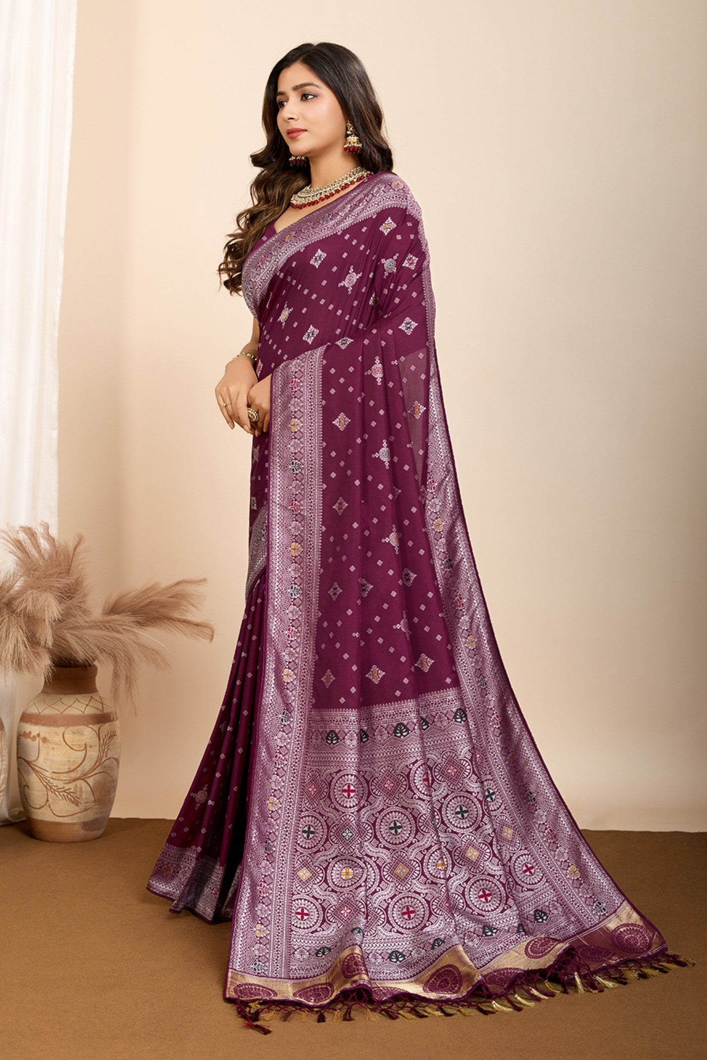 Buy MySilkLove Coco Maroon Woven Banarasi Saree Online