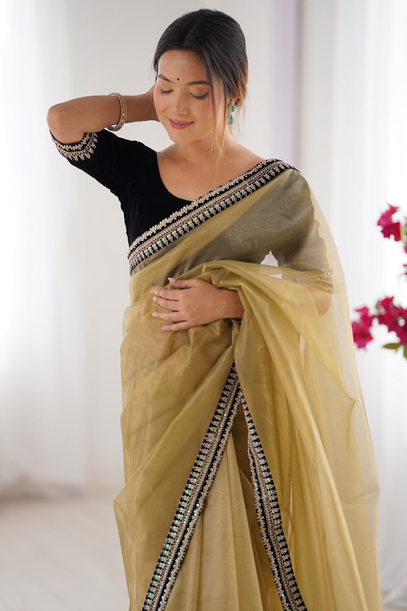 Buy MySilkLove Dijon Yellow Partywear Net Saree Online