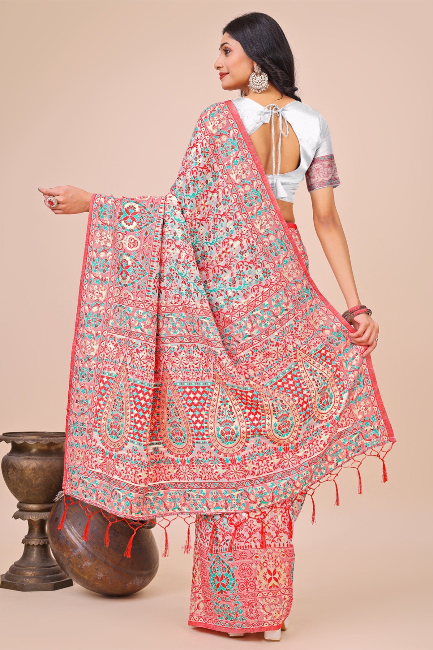 Buy MySilkLove Oriental Pink Woven Pashmina Saree Online