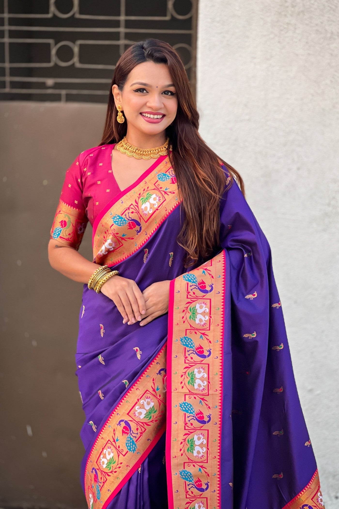 MySilkLove Grape Purple Zari Woven Paithani Saree