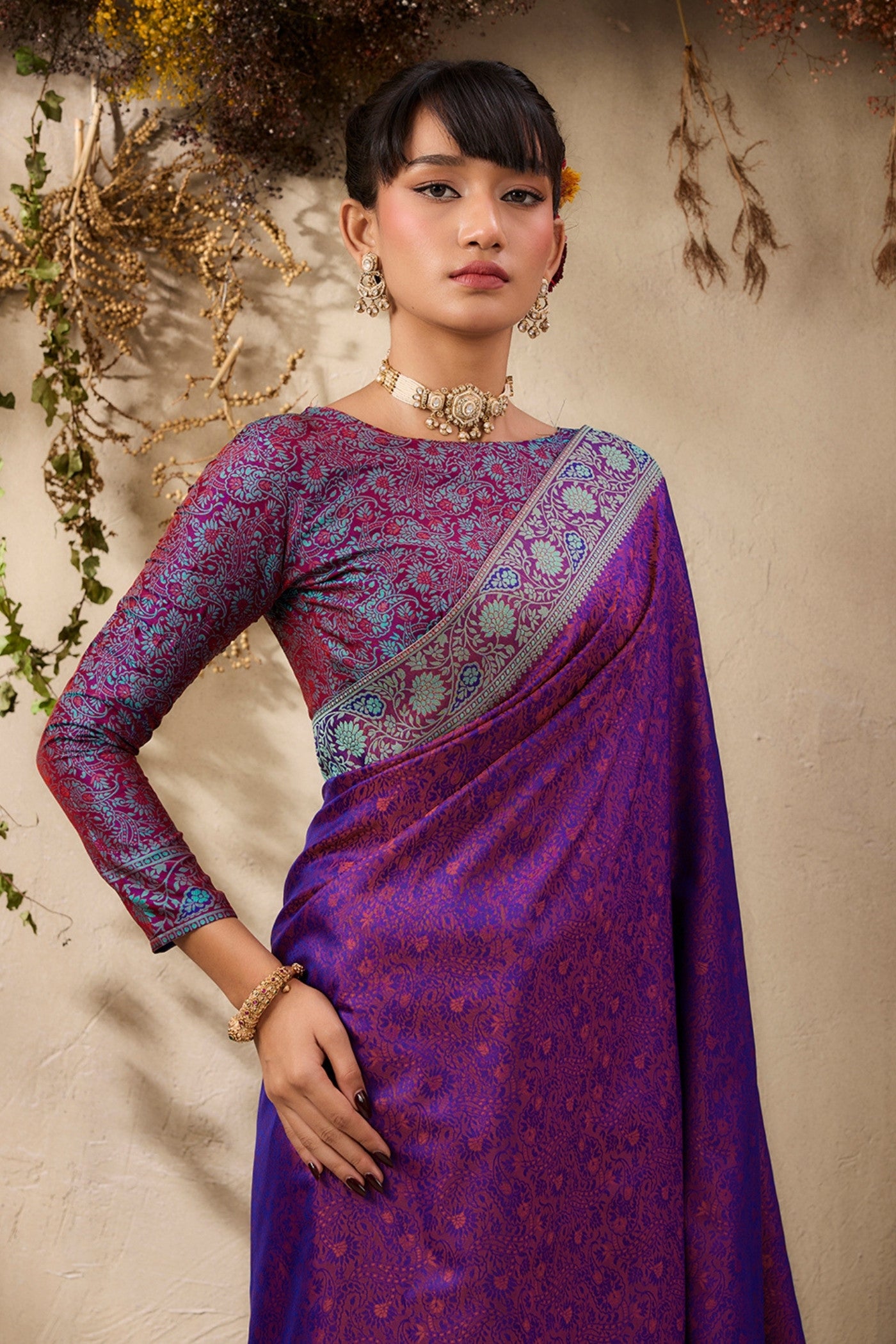 MySilkLove Boysenberry Purple Woven Kanjivaram Saree