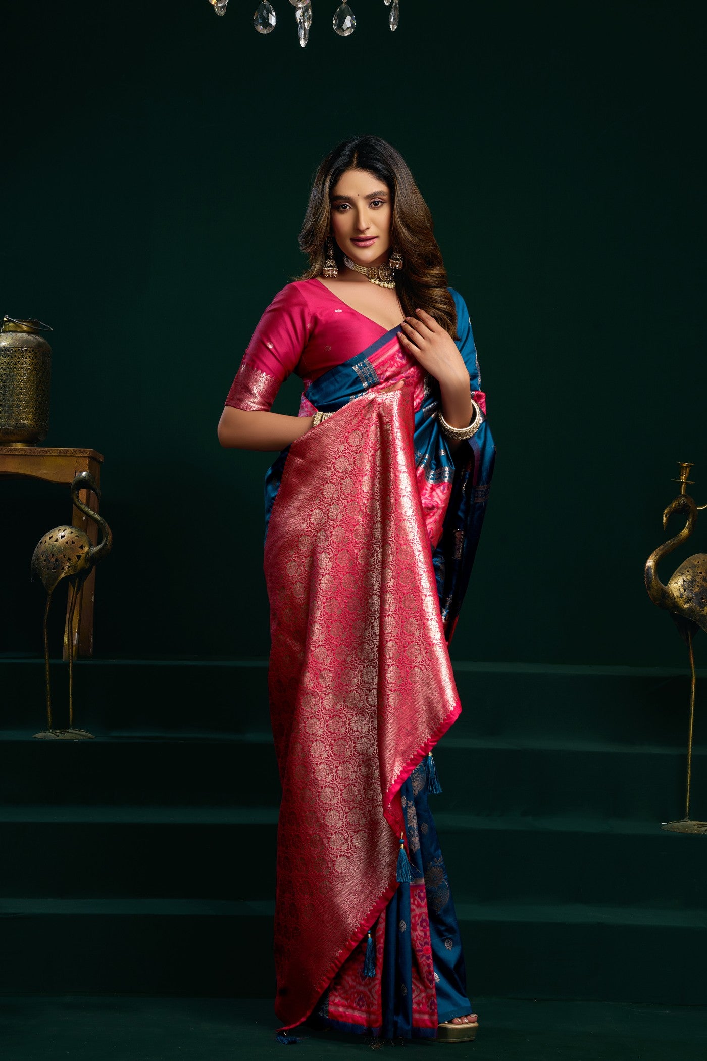 Buy MySilkLove Force Blue Banarasi Handloom Soft Silk Saree Online