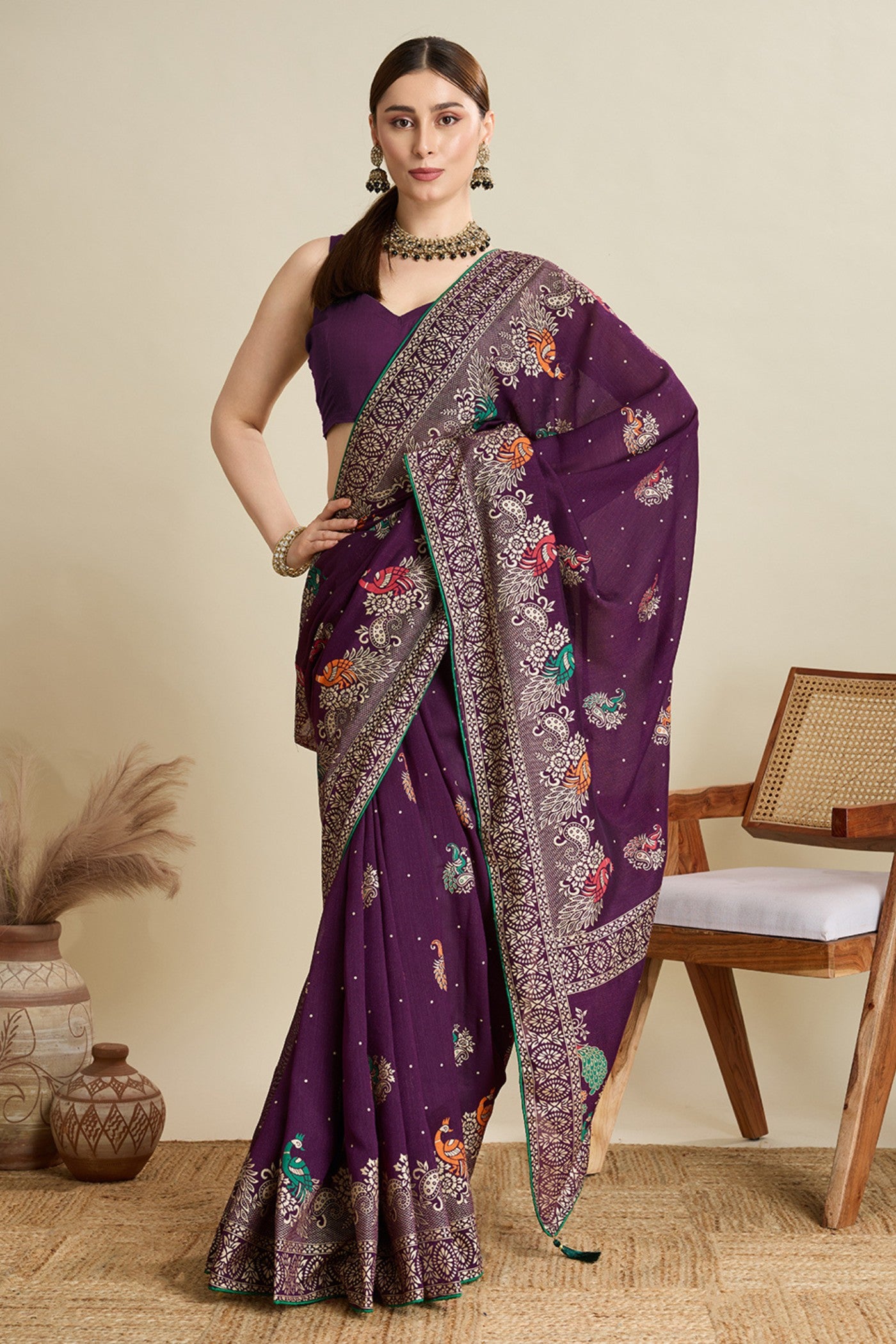 Buy MySilkLove Firebrick Maroon Printed Chinon Saree Online
