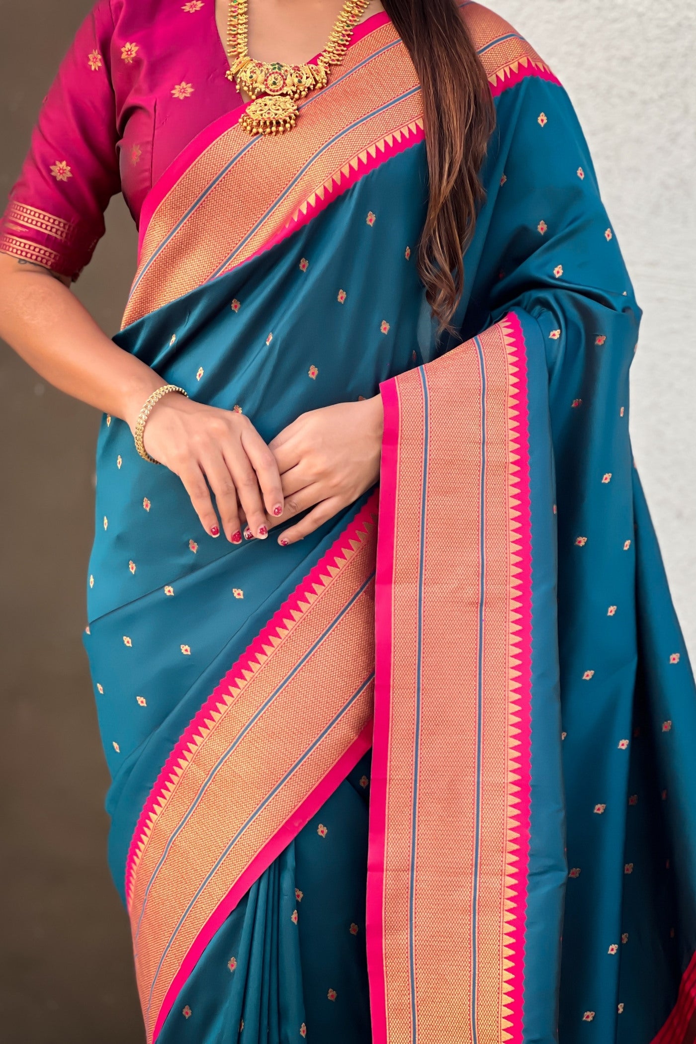 Buy MySilkLove B'dazzled Blue Zari Woven Paithani Saree Online