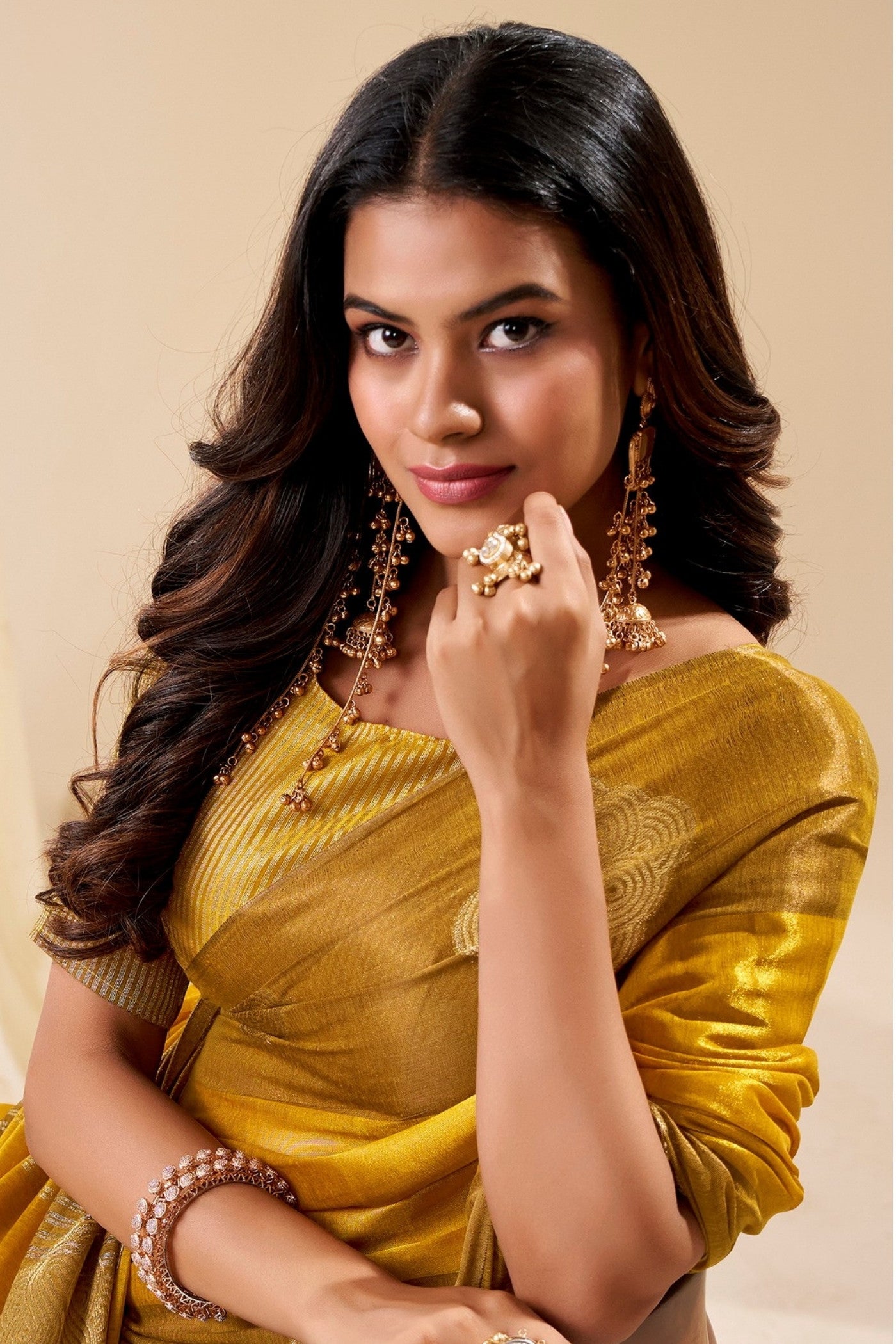 Buy MySilkLove Jonquil Yellow Handloom Tissue Saree Online