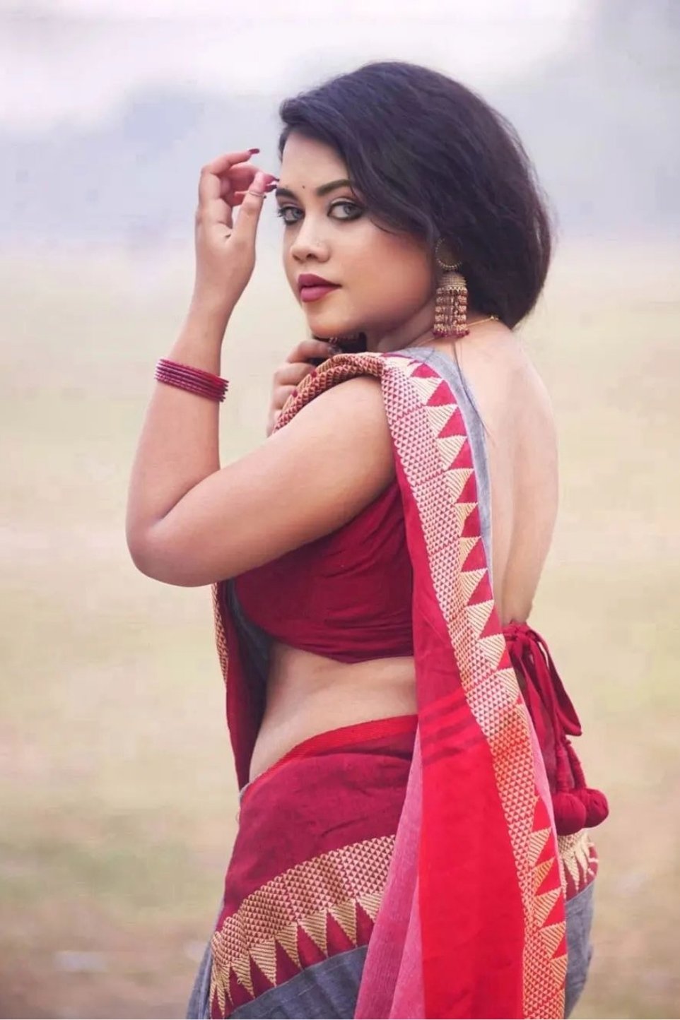 Buy MySilkLove Shamrock Grey Cotton Temple Border Saree Online