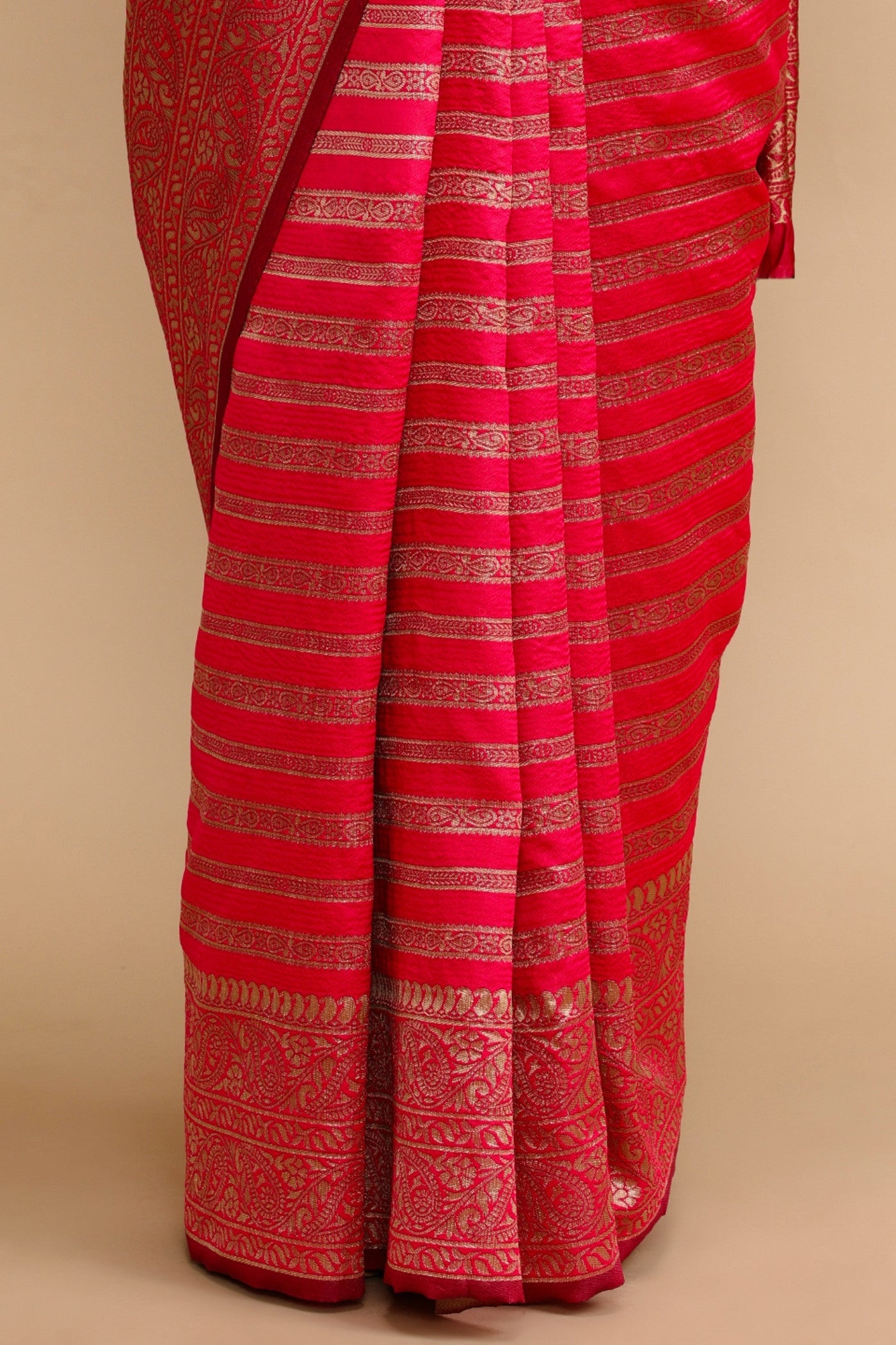 Buy MySilkLove Amaranth Pink Woven Jacquard Lichi Silk Saree Online
