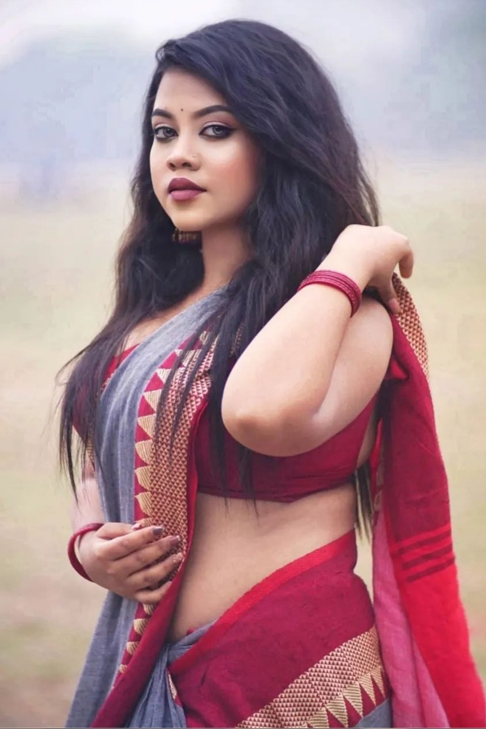 Buy MySilkLove Shamrock Grey Cotton Temple Border Saree Online