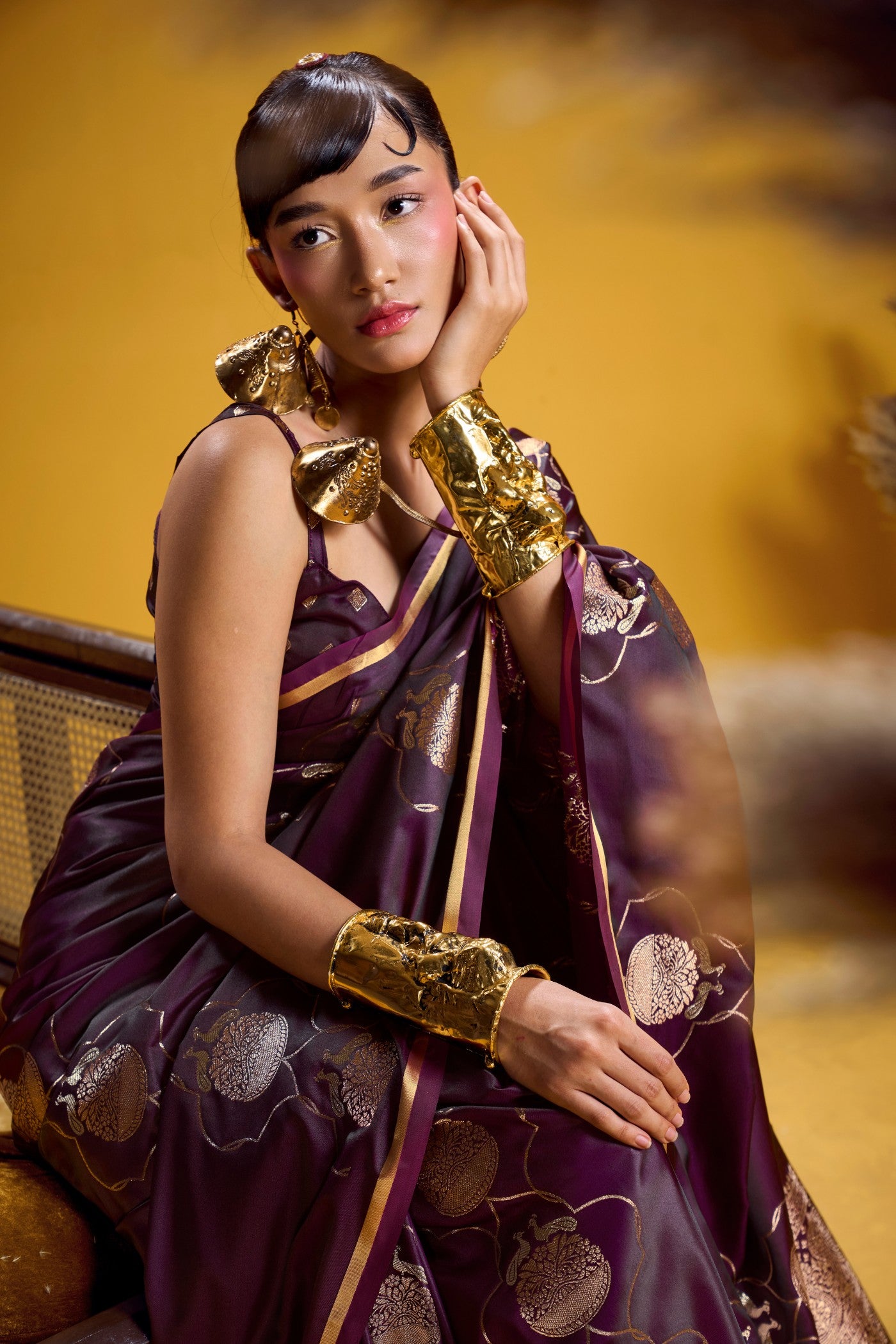 MySilkLove Liseran Purple Handloom Satin Silk Saree