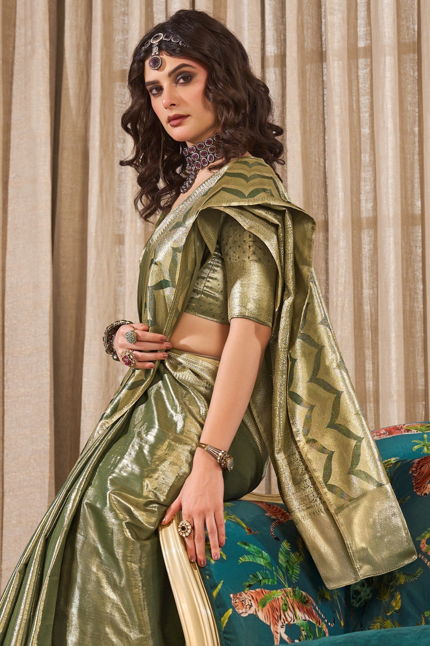 MySilkLove Celadon Green Handloom Tissue Saree