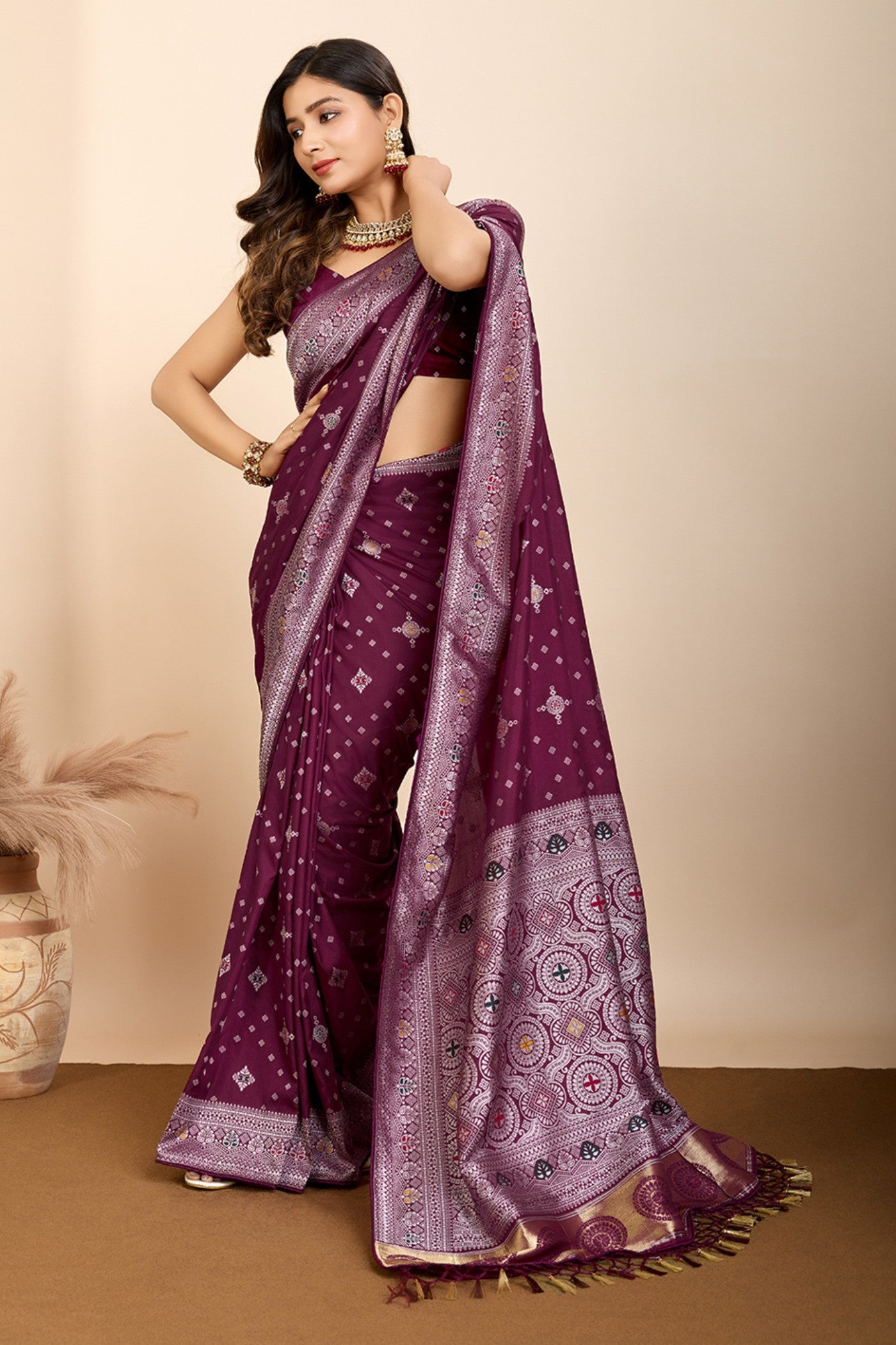 Buy MySilkLove Coco Maroon Woven Banarasi Saree Online