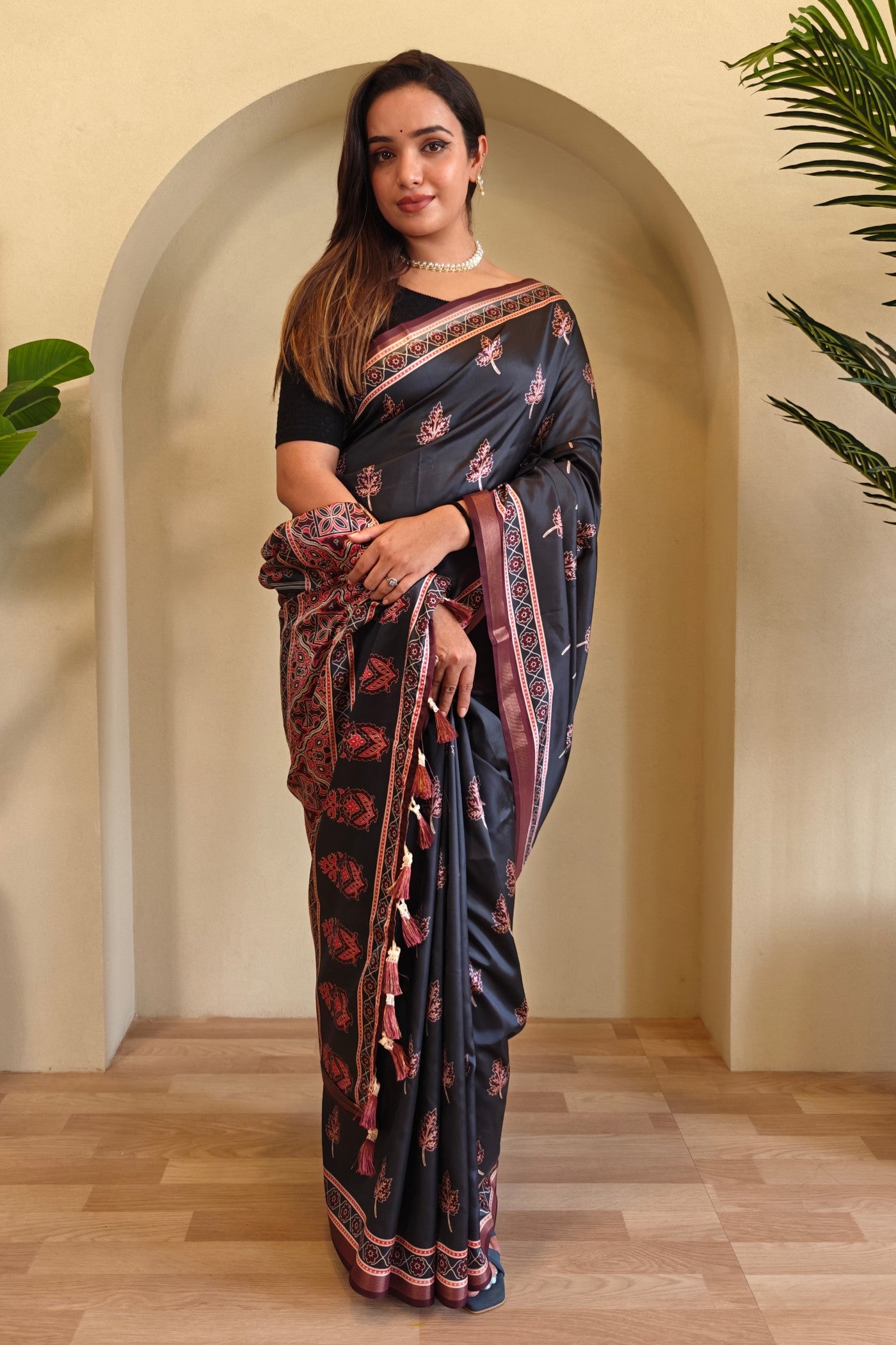 Buy MySilkLove Navy Blue Digital Printed Saree Online