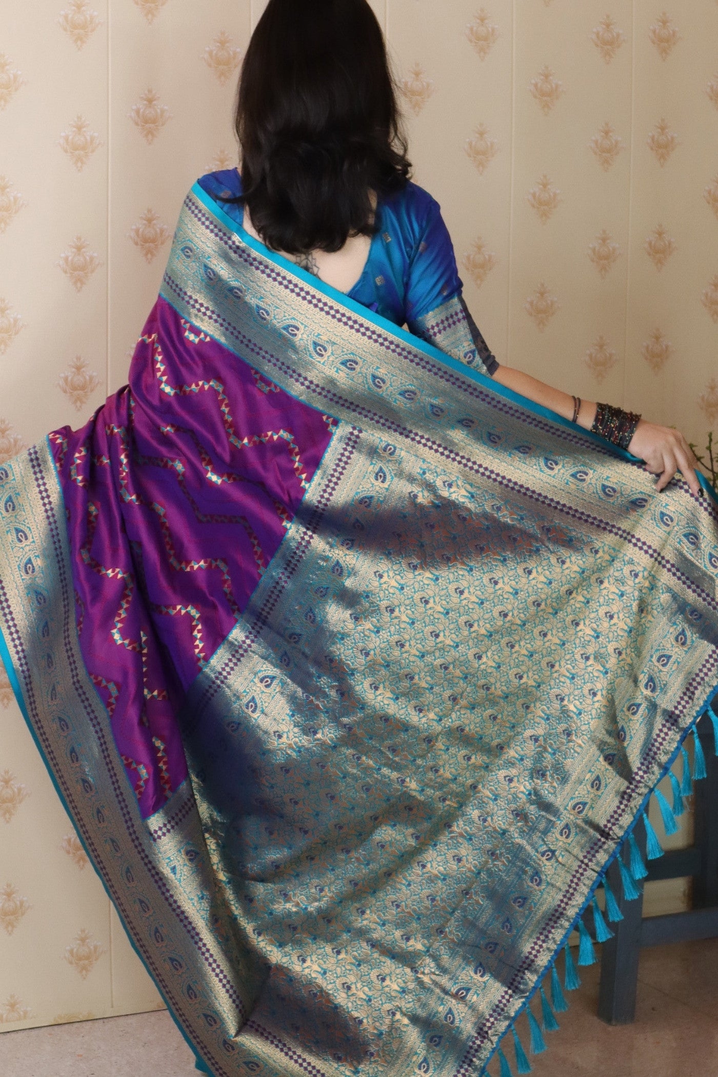 Buy MySilkLove Northwestern Purple Banarasi Handloom Saree Online