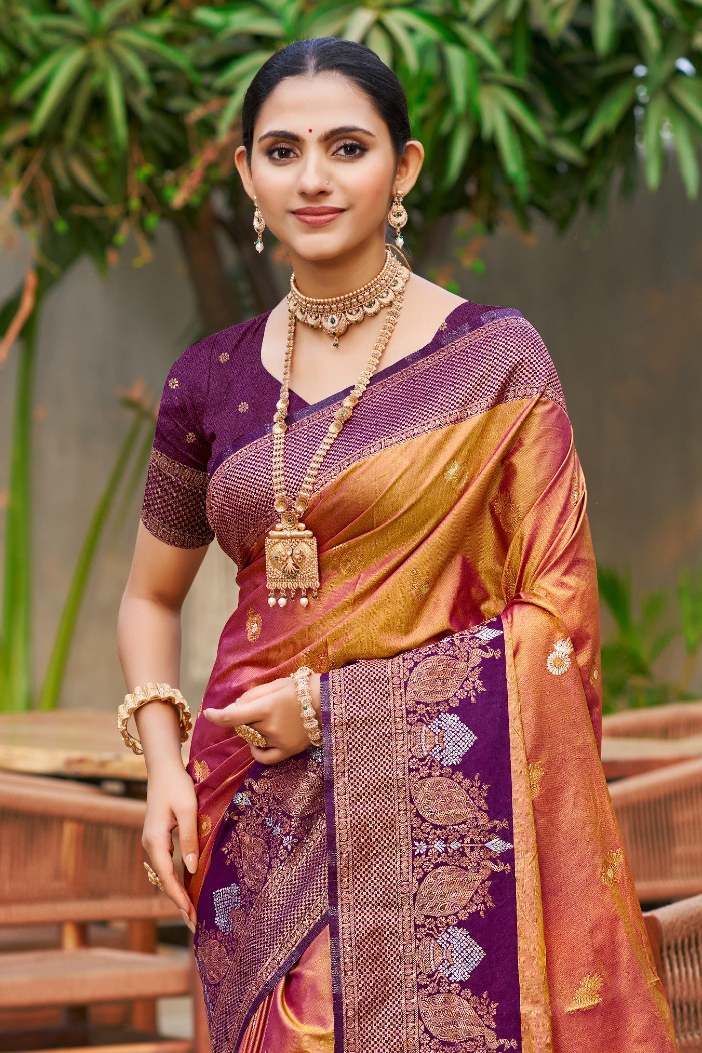 Buy MySilkLove Rust Orange Woven Banarasi Saree Online