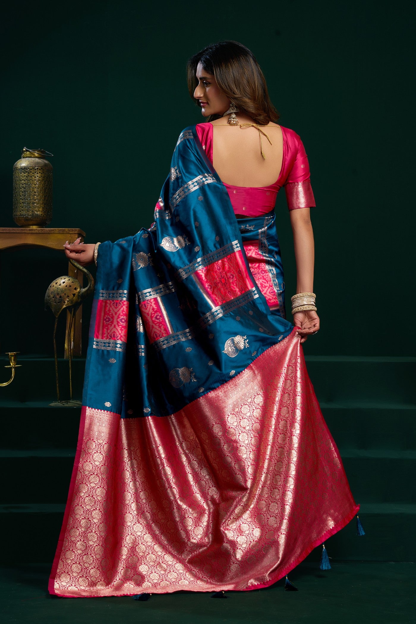 Buy MySilkLove Force Blue Banarasi Handloom Soft Silk Saree Online