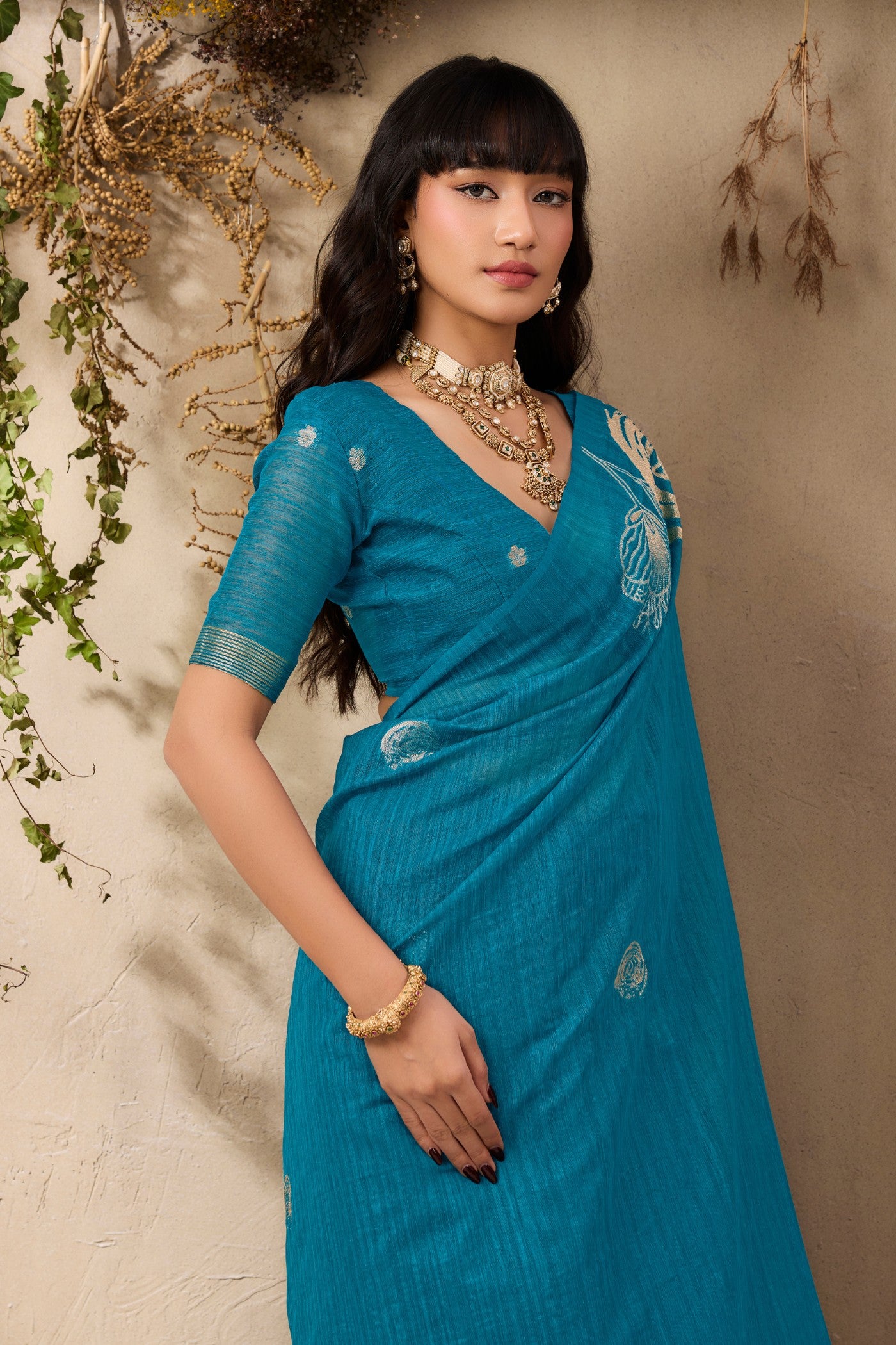 Buy MySilkLove Periwinkle Blue Munga Handloom Cotton Saree Online