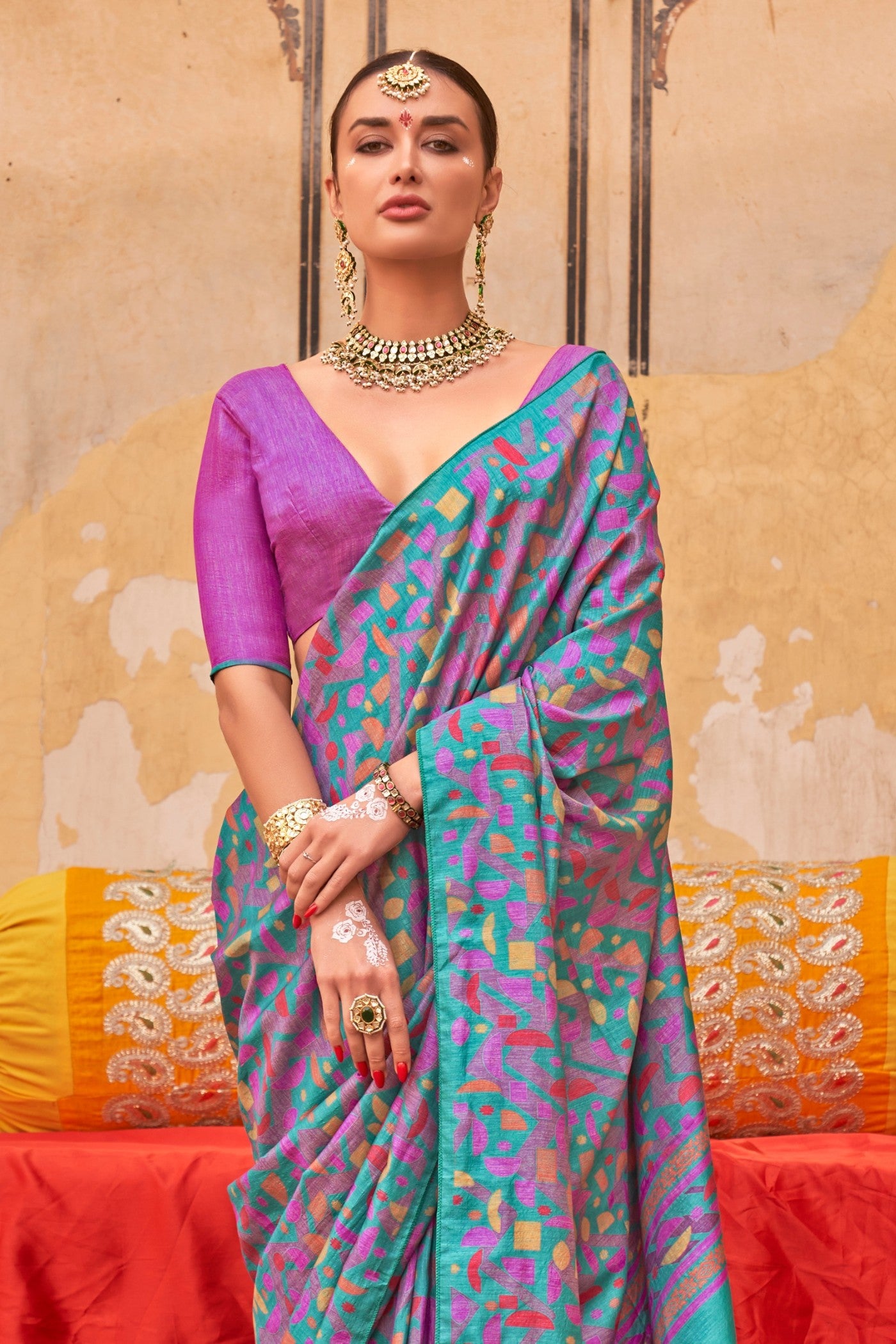 Buy MySilkLove Admiral Blue Banarasi Printed Saree Online