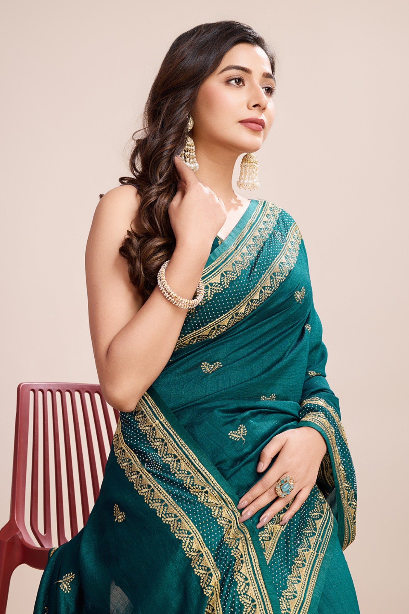 Buy MySilkLove Fern Green Designer Partywear Saree Online
