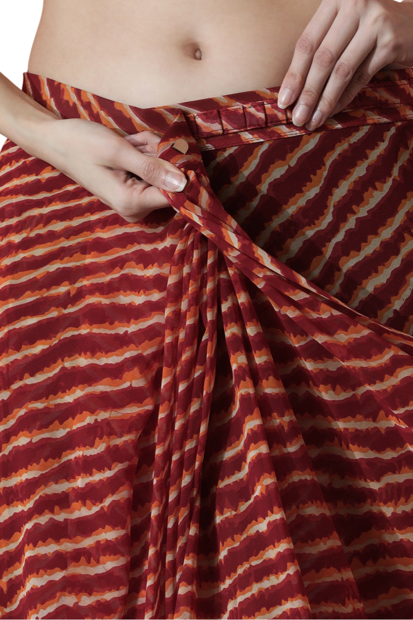 Buy MySilkLove Mocca Maroon Marbel Chiffon Ready To Wear Saree Online