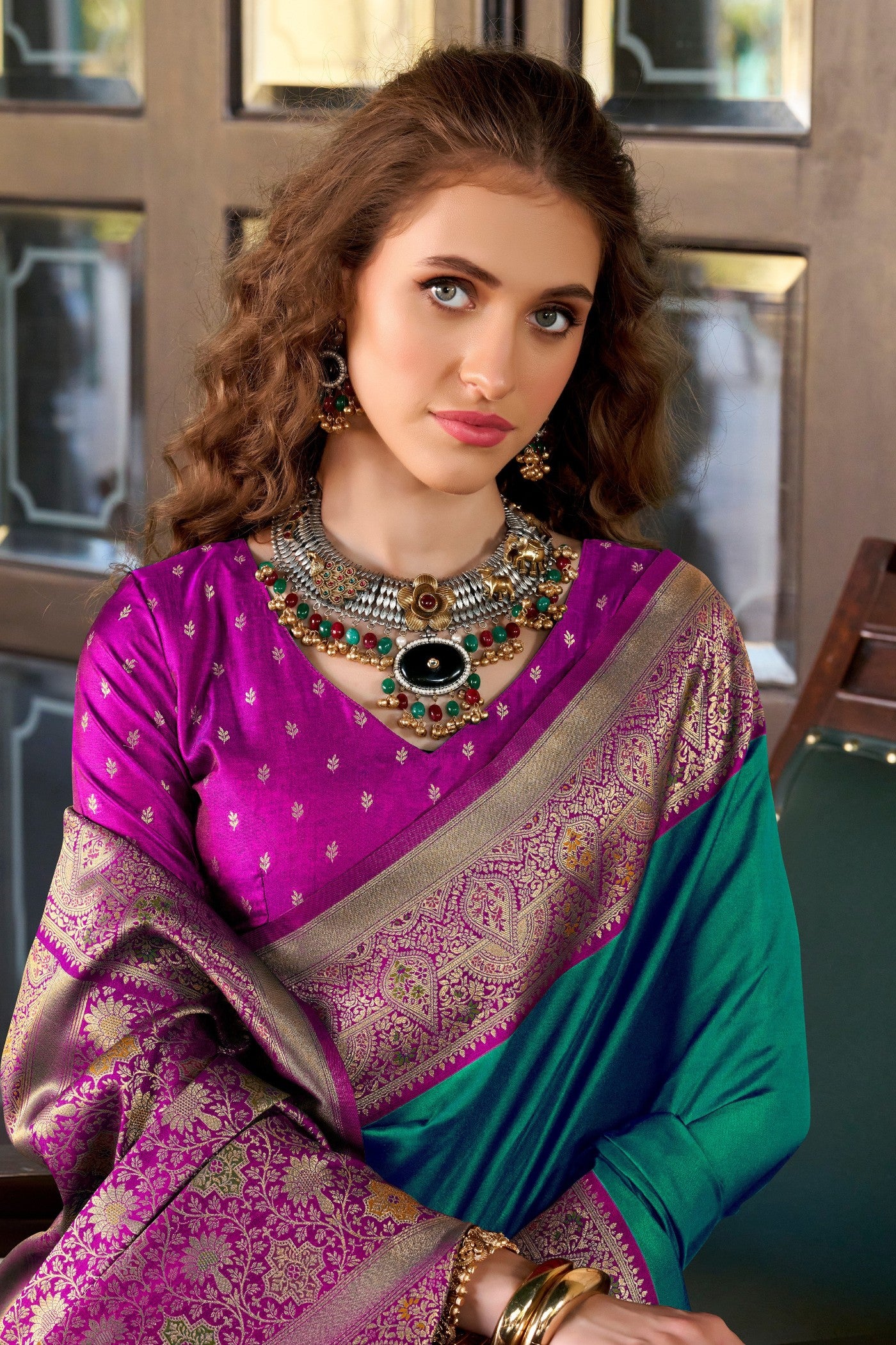 Buy MySilkLove Cadmium Green Woven Banarasi Soft Silk Saree Online