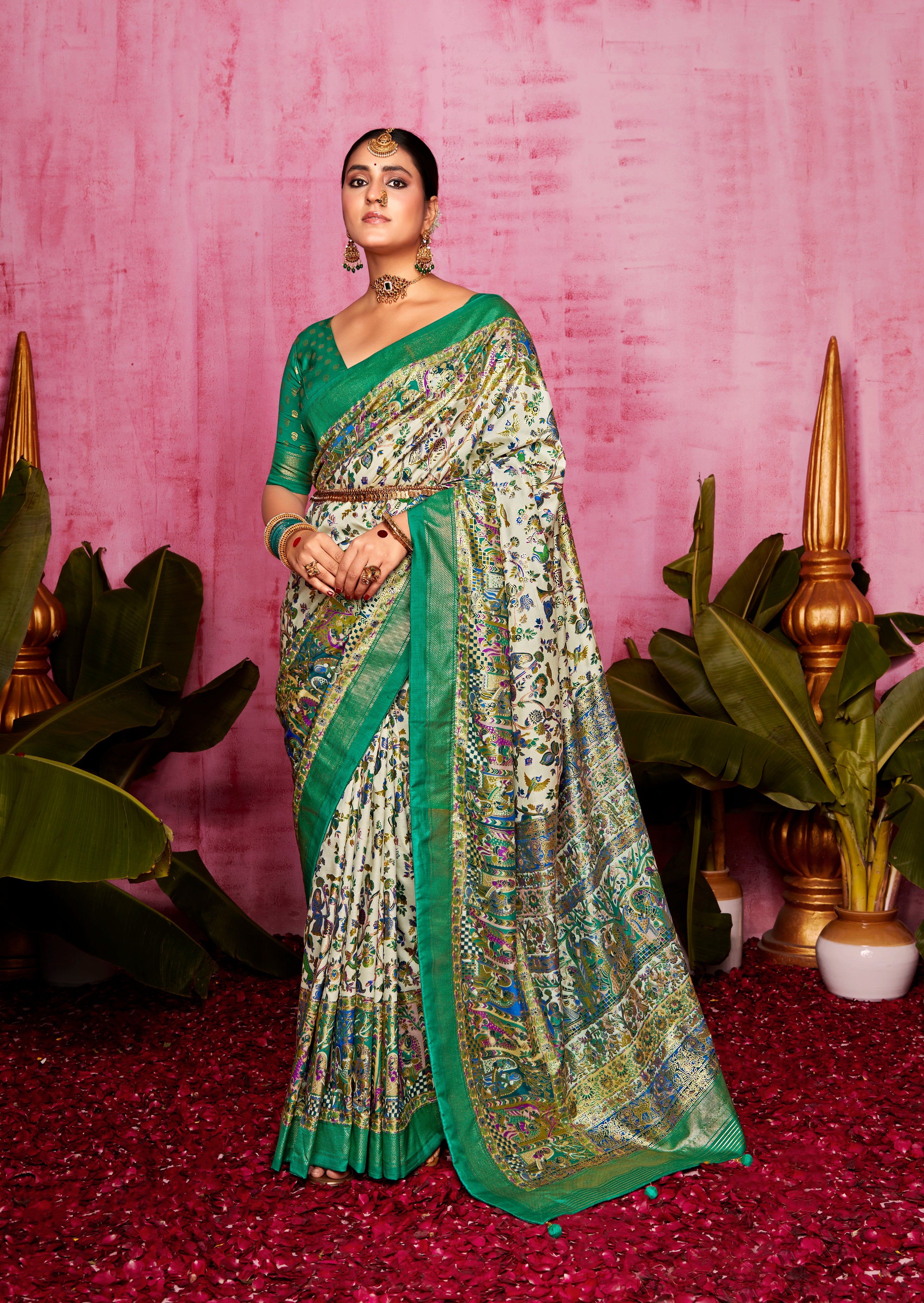 Buy MySilkLove Salem Green Patola Soft Silk Saree Online