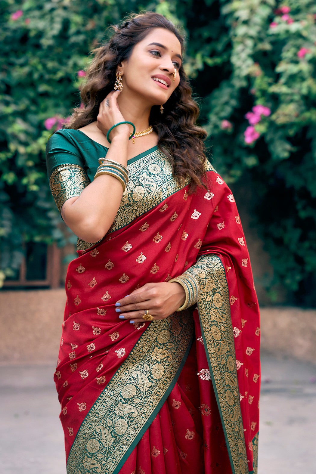 Buy MySilkLove Barn Red Woven Banarasi Soft Silk Saree Online