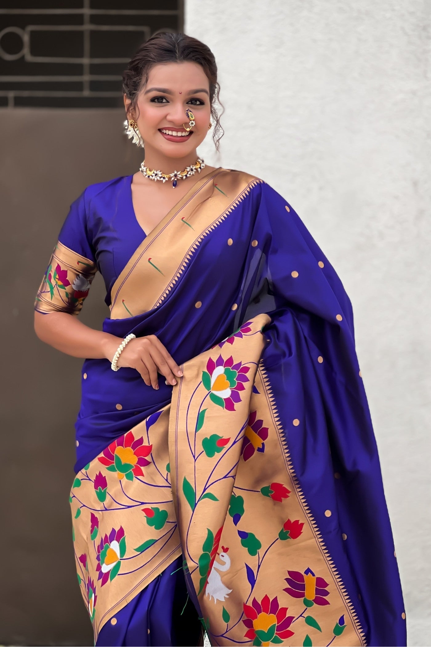 Buy MySilkLove Bondi Blue Woven Paithani Saree Online