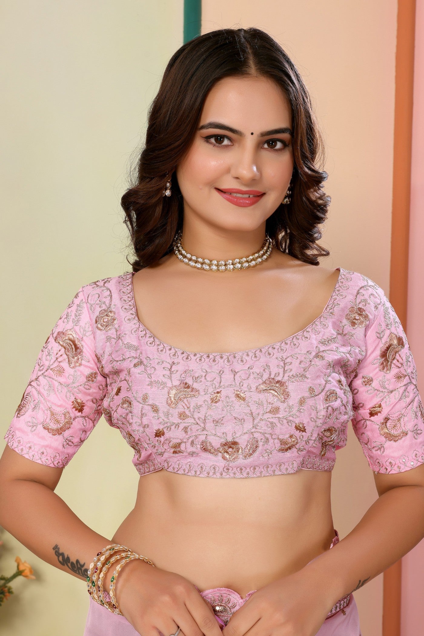 Buy MySilkLove Flamingo Pink Organza Designer Partywear Saree Online