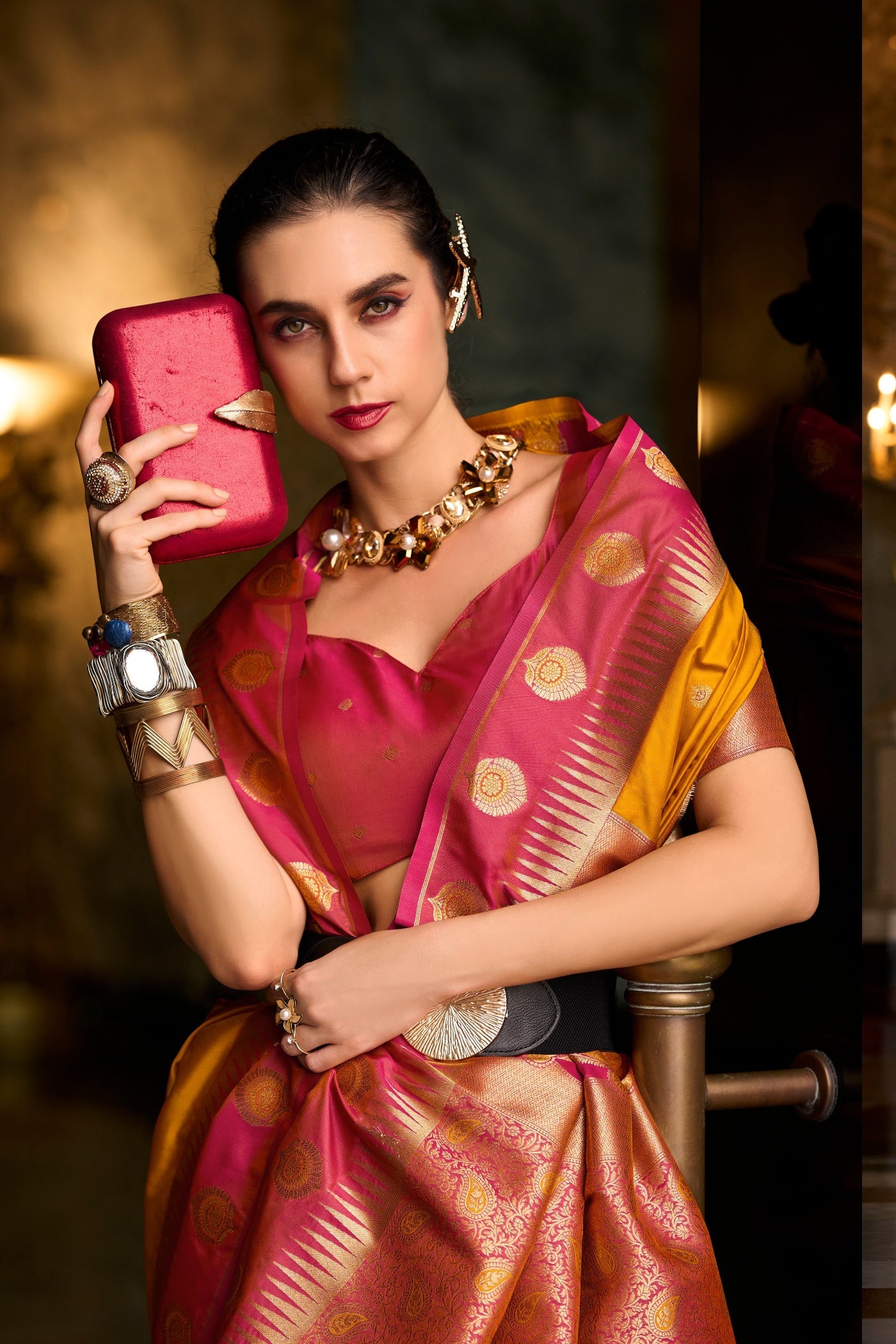 Buy MySilkLove Haldi Yellow Zari Woven Banarasi Saree Online