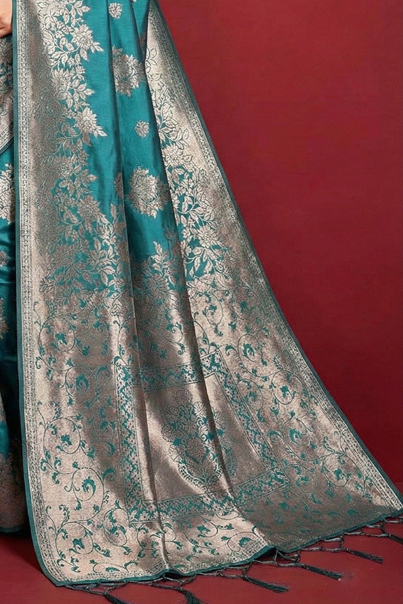 Buy MySilkLove Spring Blue Woven Banarasi Silk Saree Online