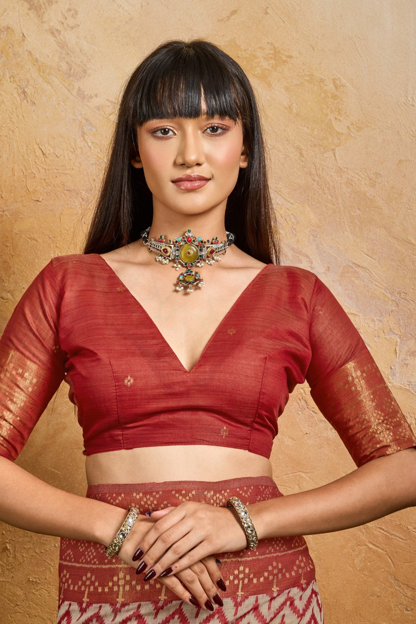 Buy MySilkLove Burned Red Cotton Handloom Patola Saree Online