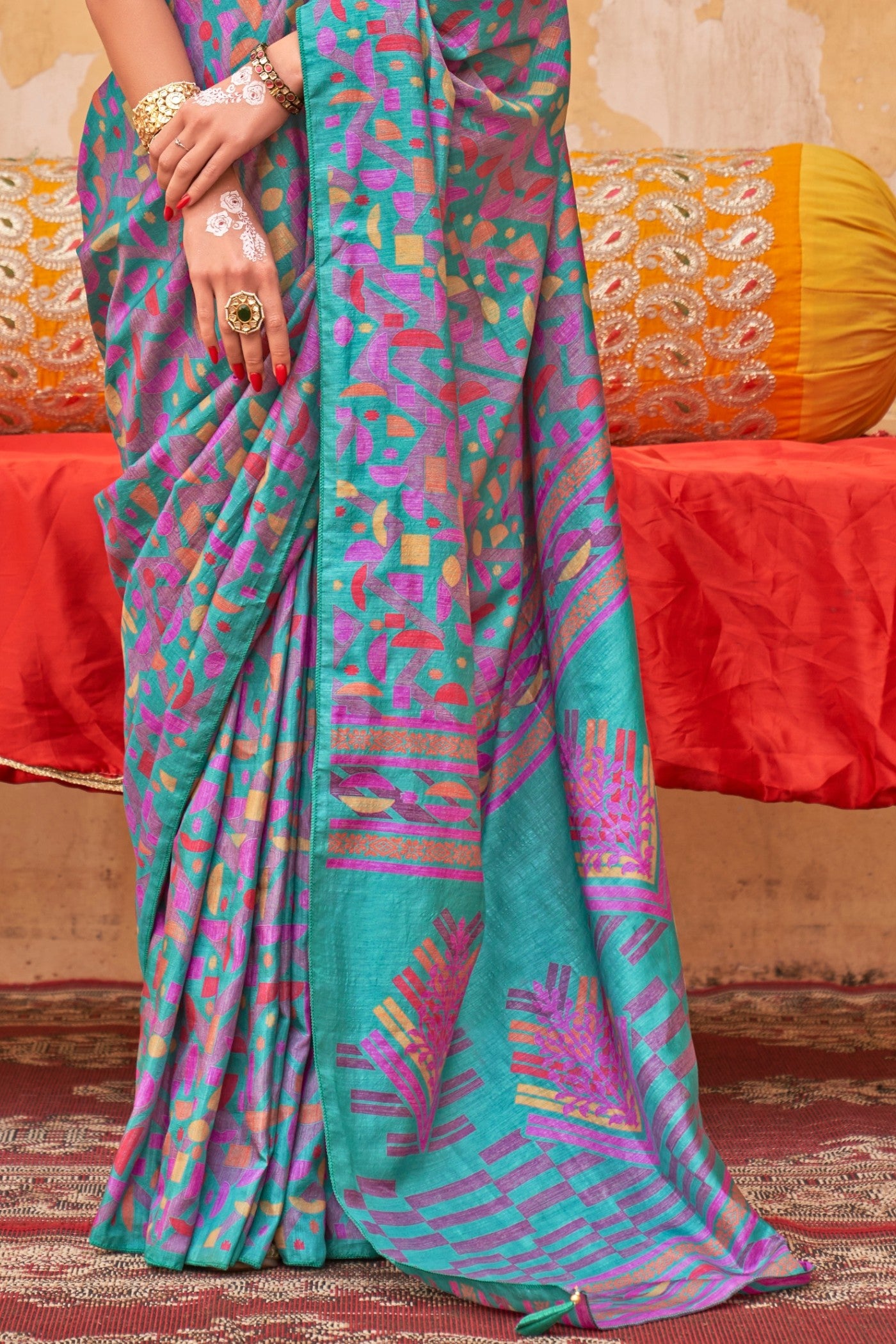Buy MySilkLove Admiral Blue Banarasi Printed Saree Online