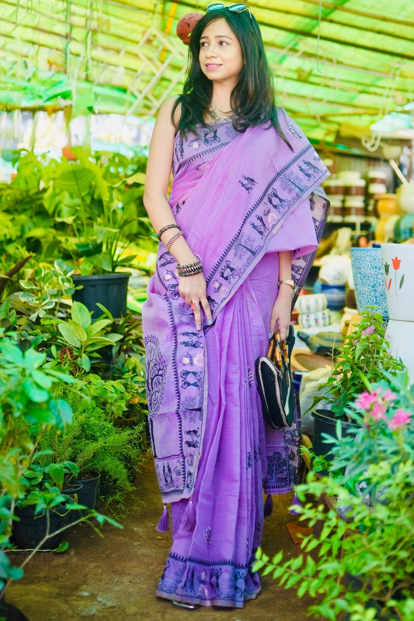 Buy MySilkLove Liseran Purple Woven Modal Cotton Saree Online