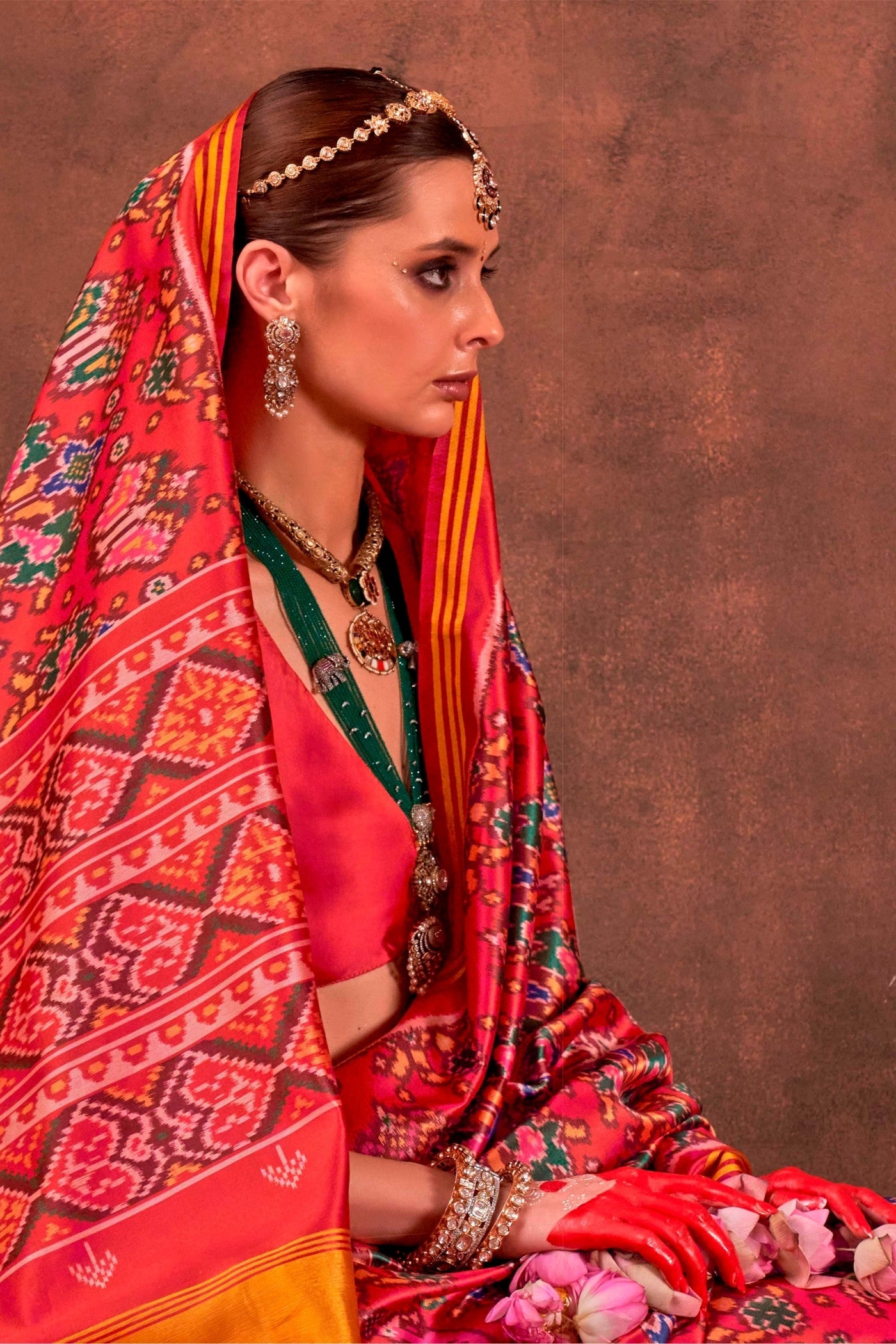 Buy MySilkLove Ruby Red Printed Patola Saree Online