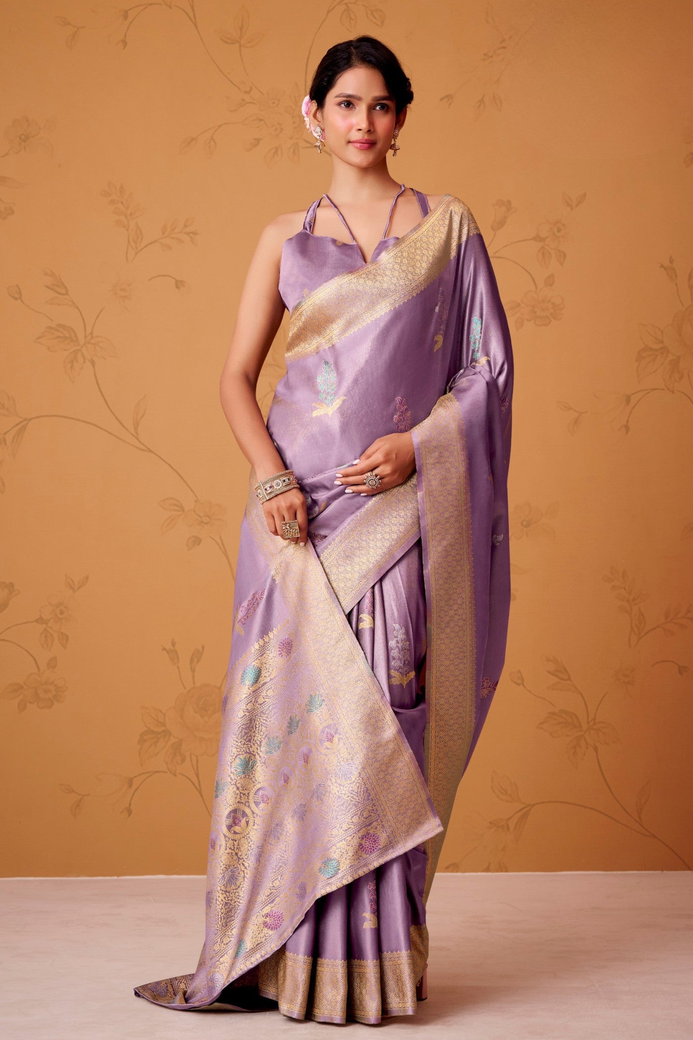 Buy MySilkLove Liseran Purple Handloom Satin Silk Saree Online