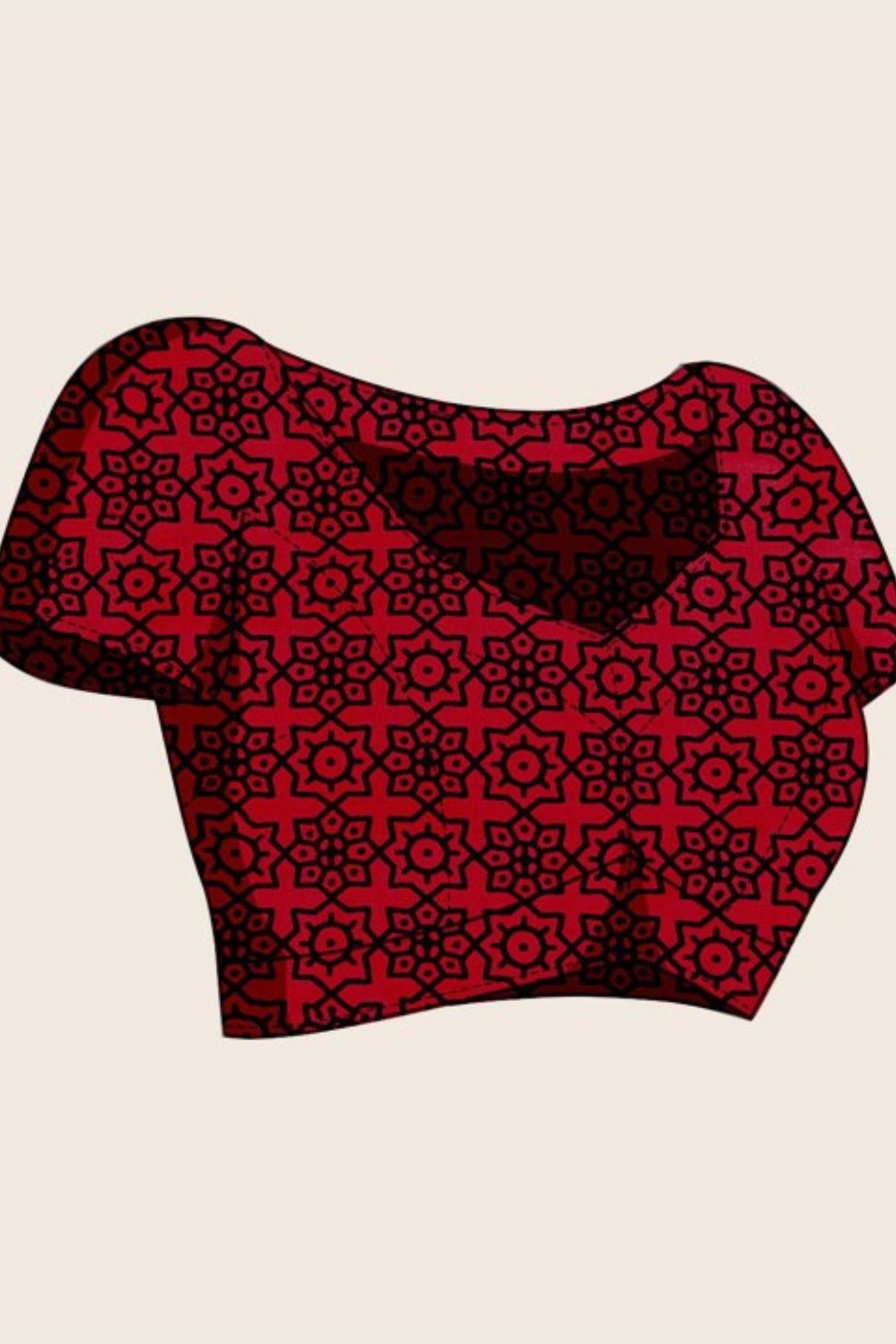 Buy MySilkLove Pomegranate Red Ajrakh Printed Satin Crepe Silk Saree Online