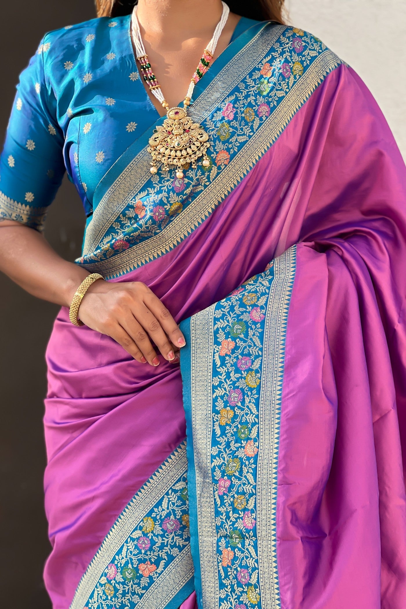 Buy MySilkLove Raspberry Pink Zari Woven Paithani Saree Online
