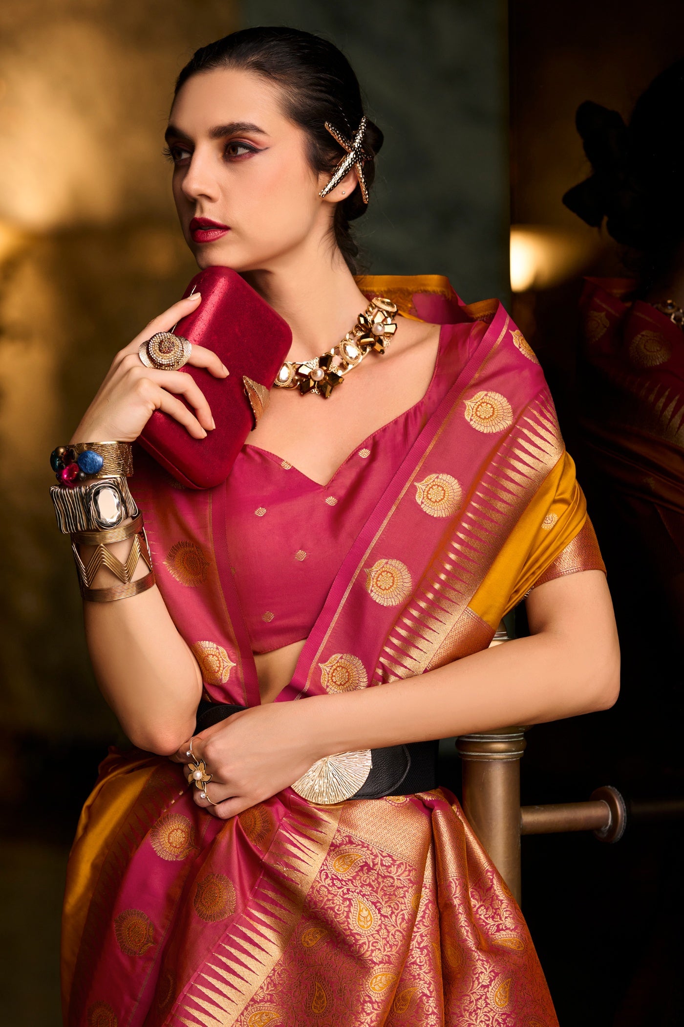 Buy MySilkLove Haldi Yellow Zari Woven Banarasi Saree Online
