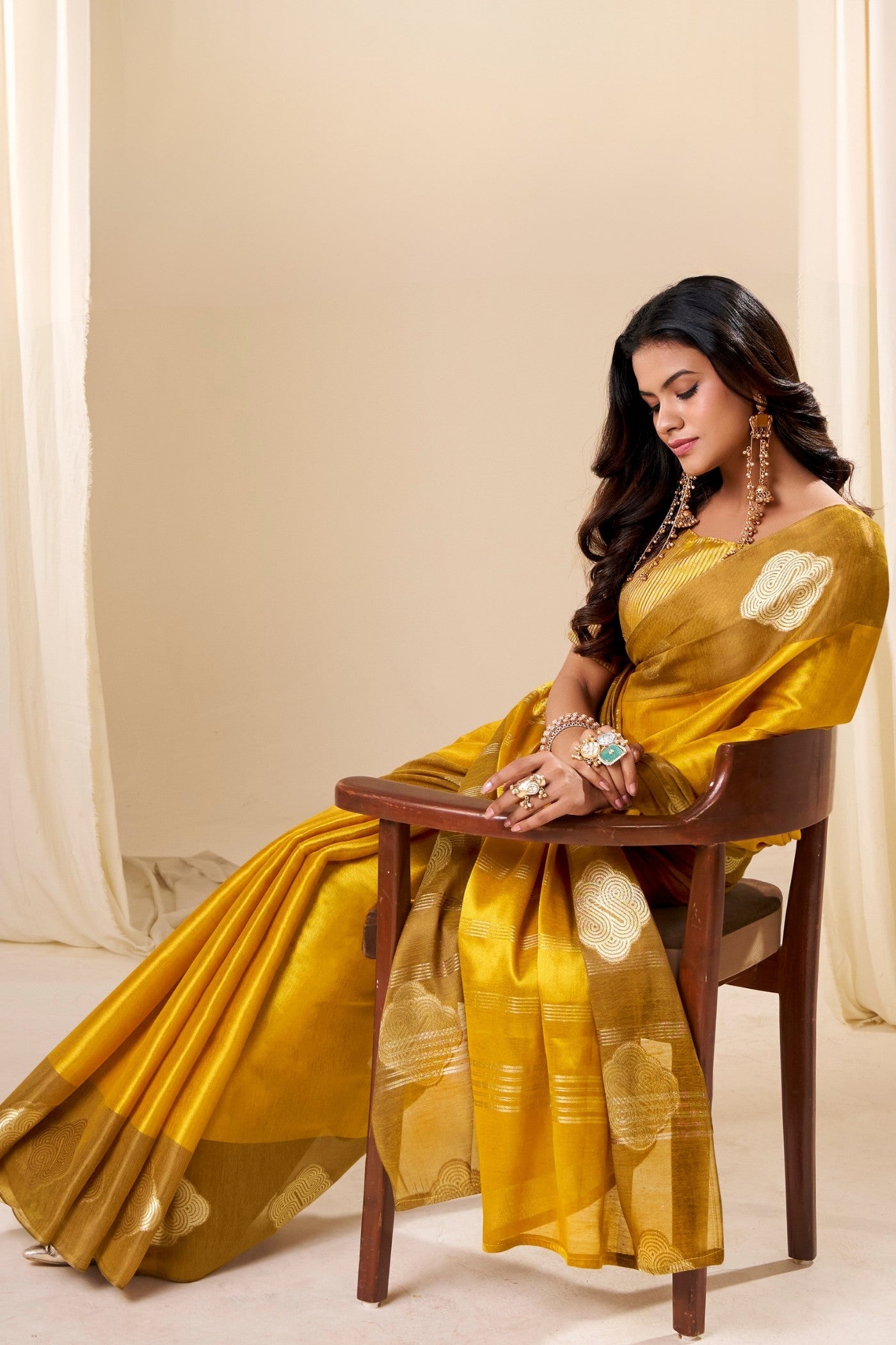 Buy MySilkLove Jonquil Yellow Handloom Tissue Saree Online