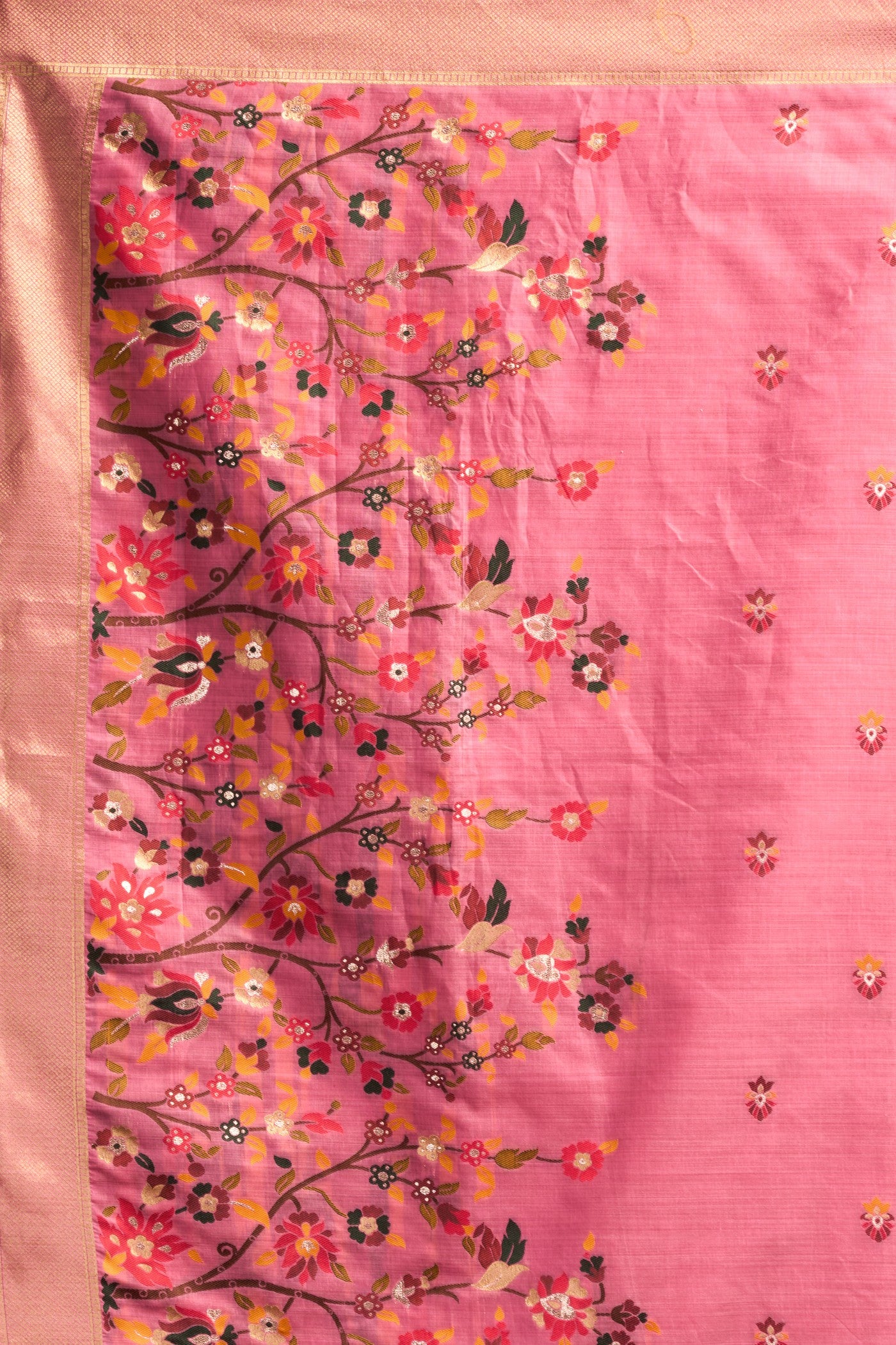 Buy MySilkLove Fairy Pink Handloom Muga Cotton Saree Online