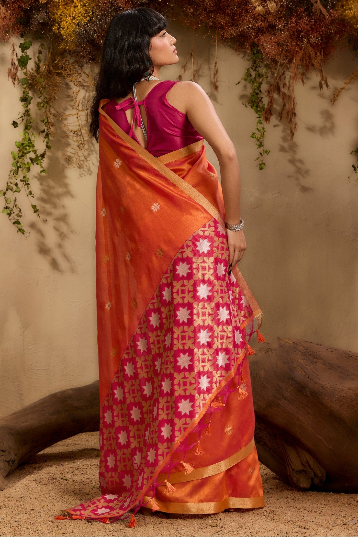Buy MySilkLove Bronze Orange Tussar Handloom Silk Saree Online