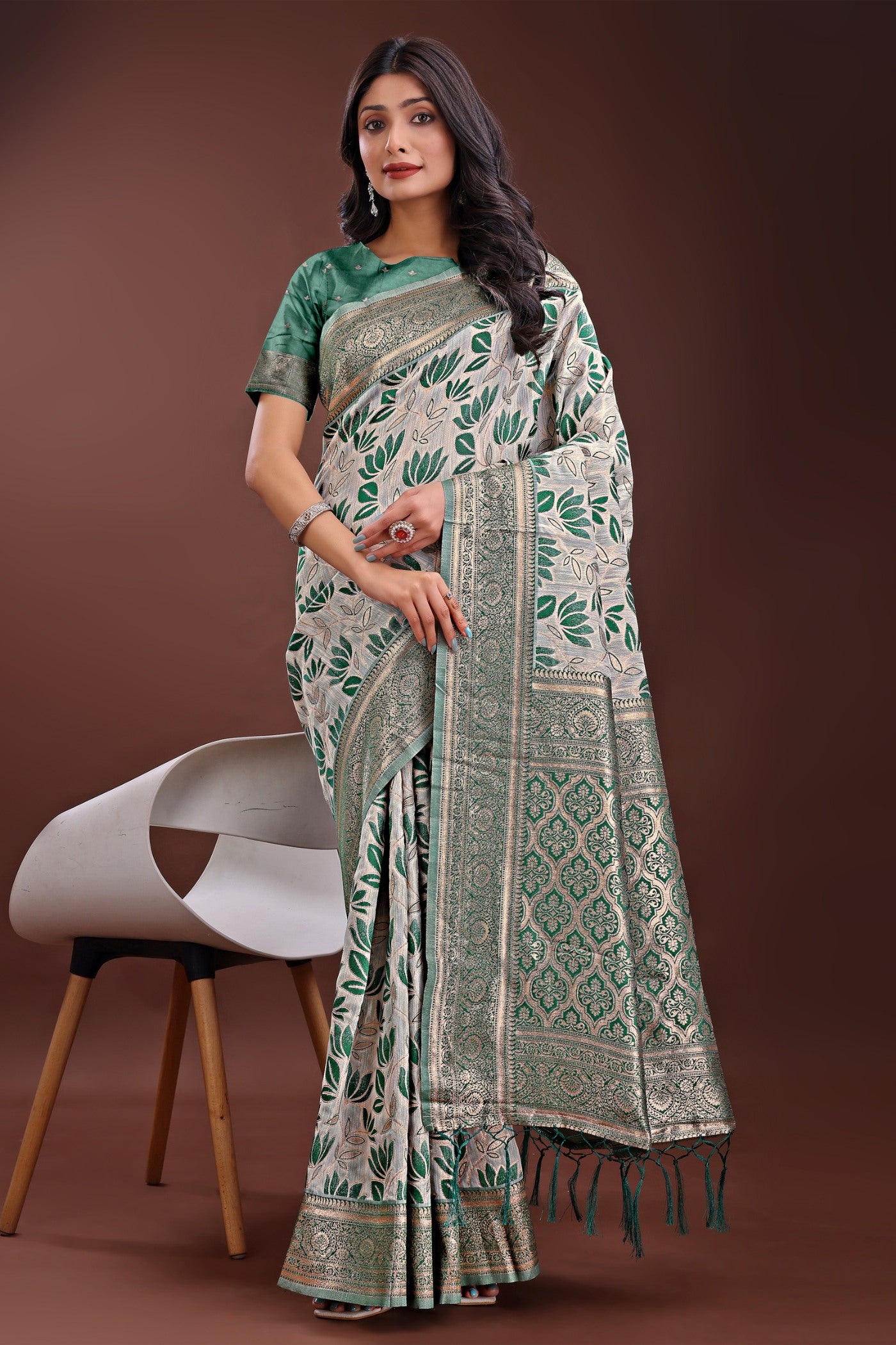 Buy MySilkLove Sea Green Linen Cotton Saree Online