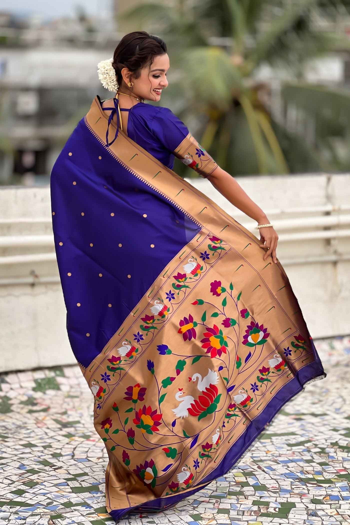 Buy MySilkLove Bondi Blue Woven Paithani Saree Online